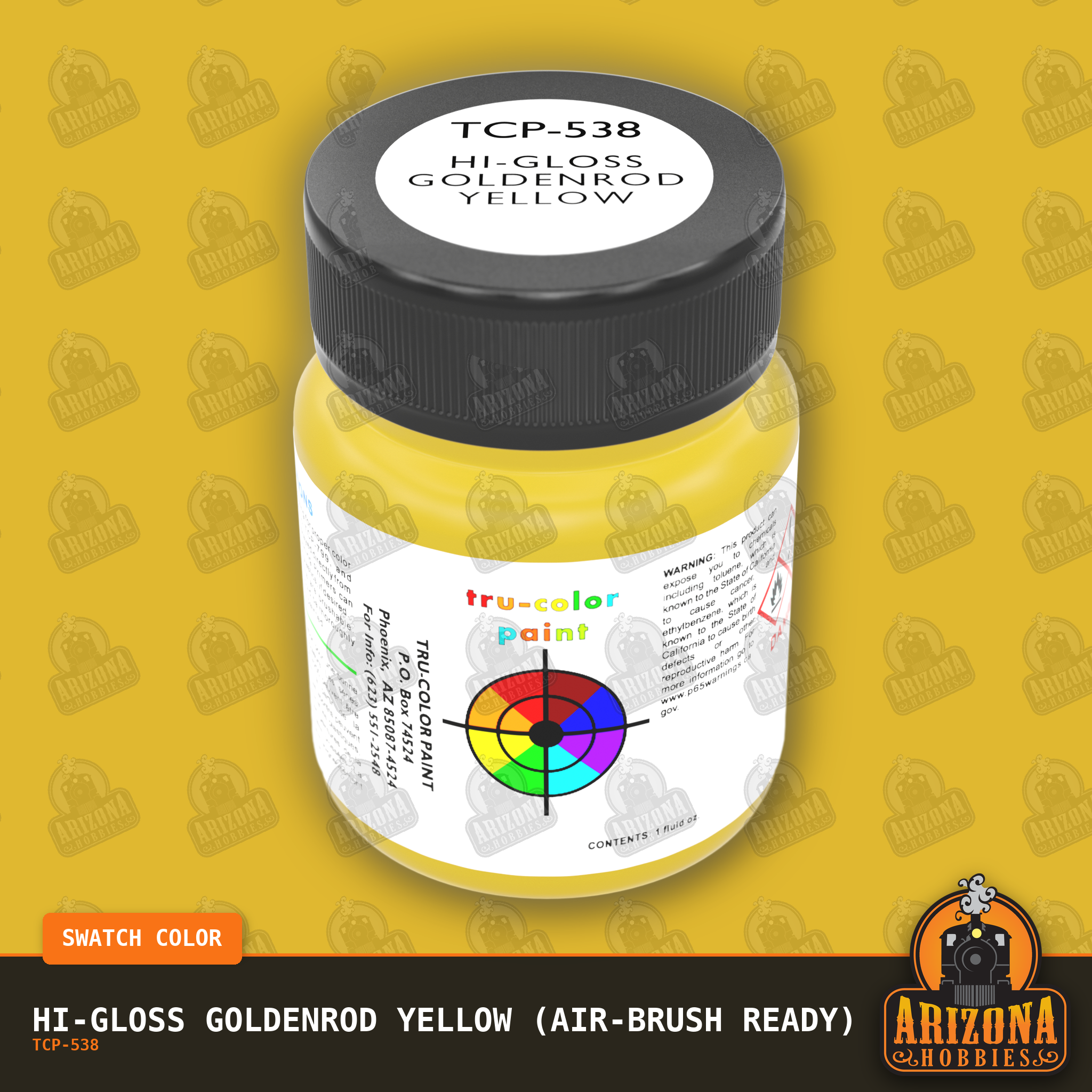 High-Gloss GOLDENROD YELLOW 1-oz bottle (Air-brush) Tru-Color Paint
