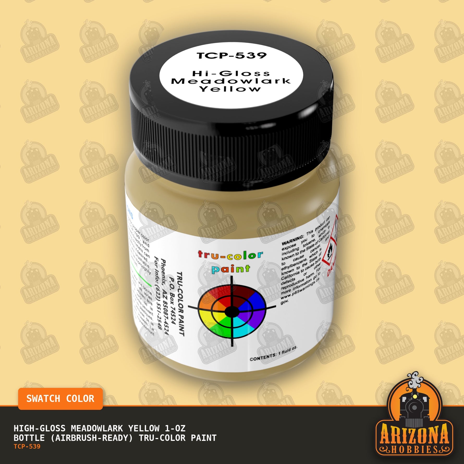High-Gloss MEADOWLARK YELLOW 1-oz bottle (Airbrush-ready) Tru-Color Paint