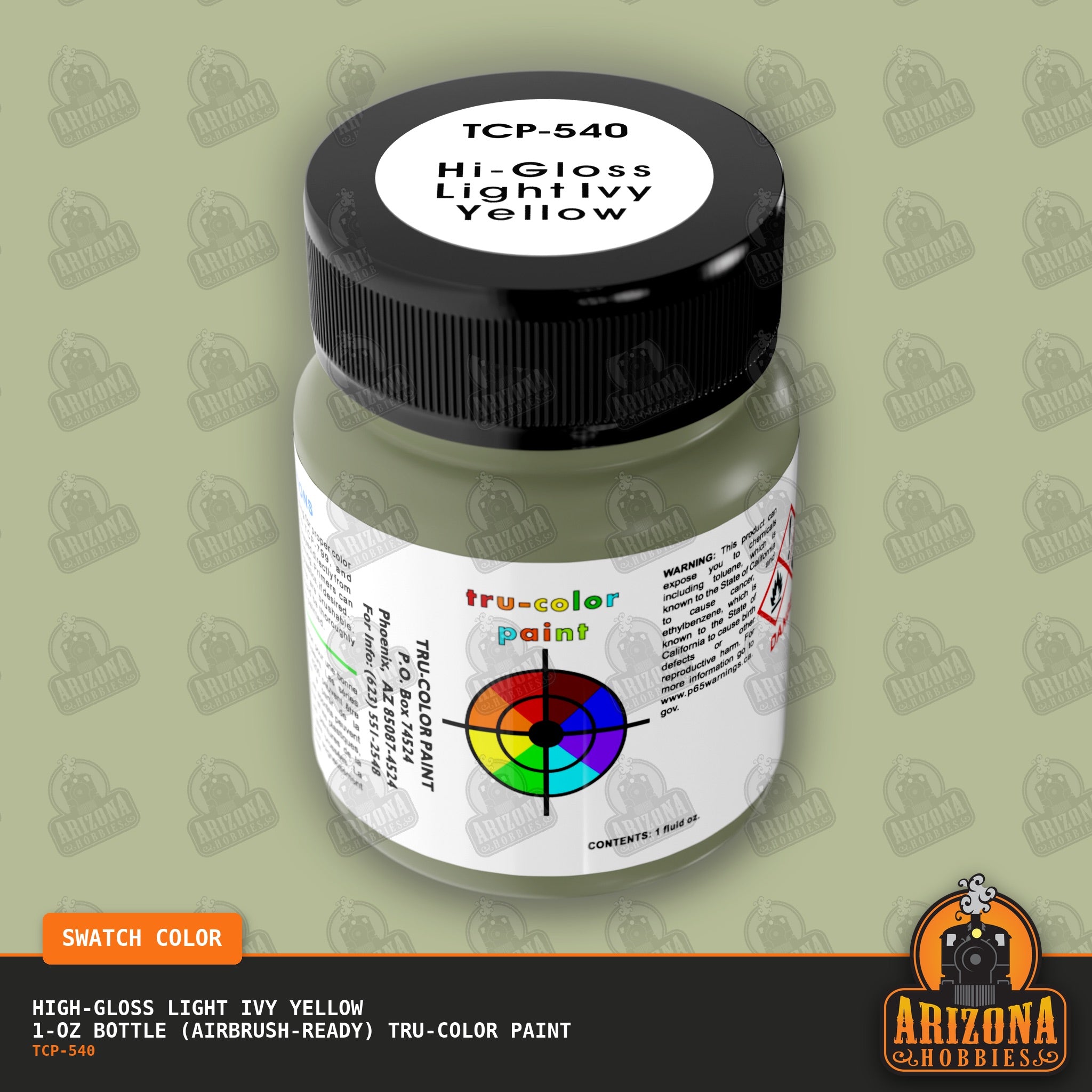 High-Gloss LIGHT IVY YELLOW 1-oz bottle (Airbrush-ready) Tru-Color Paint