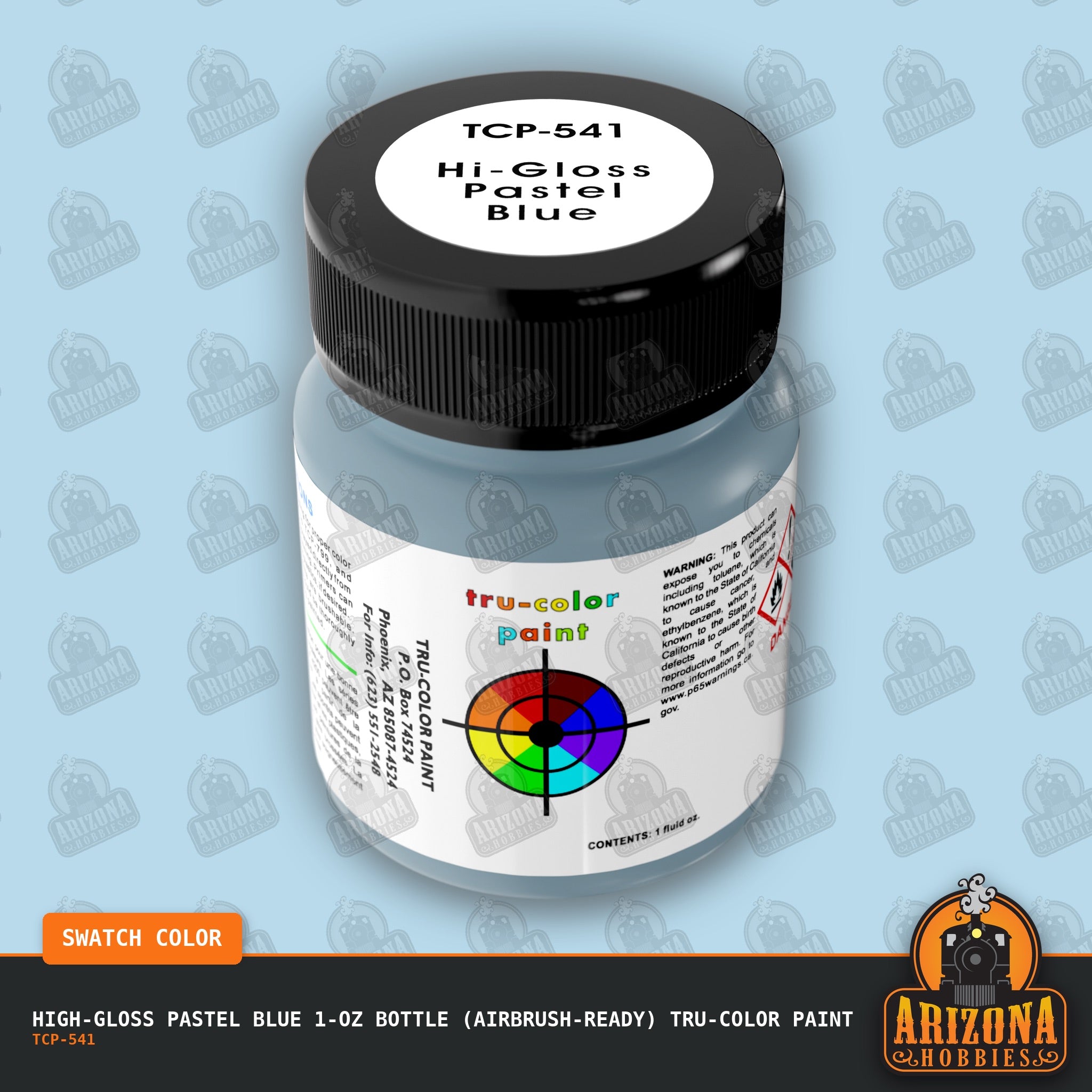 High-Gloss PASTEL BLUE 1-oz bottle (Airbrush-ready) Tru-Color Paint