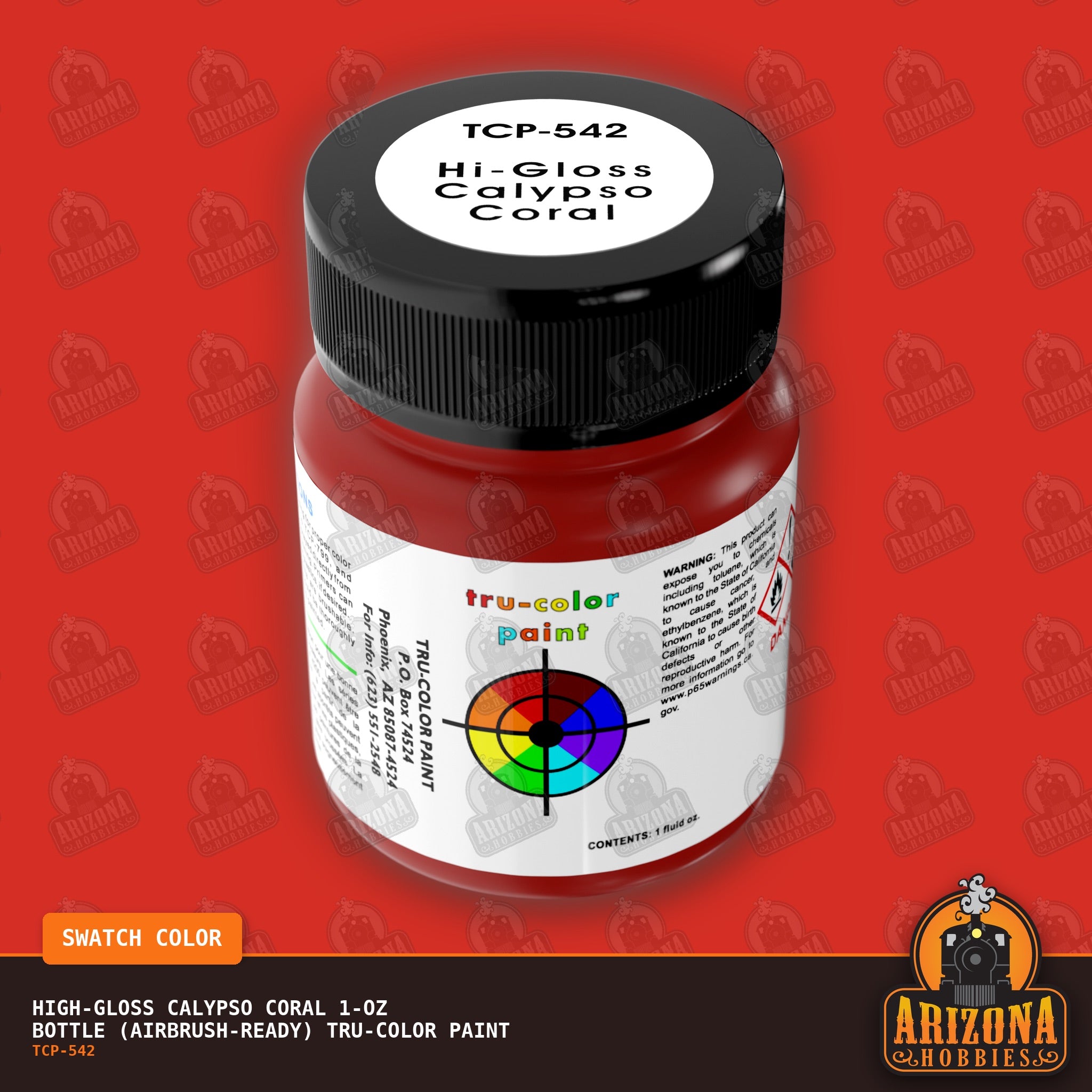 High-Gloss CALYPSO CORAL 1-oz bottle (Airbrush-ready) Tru-Color Paint
