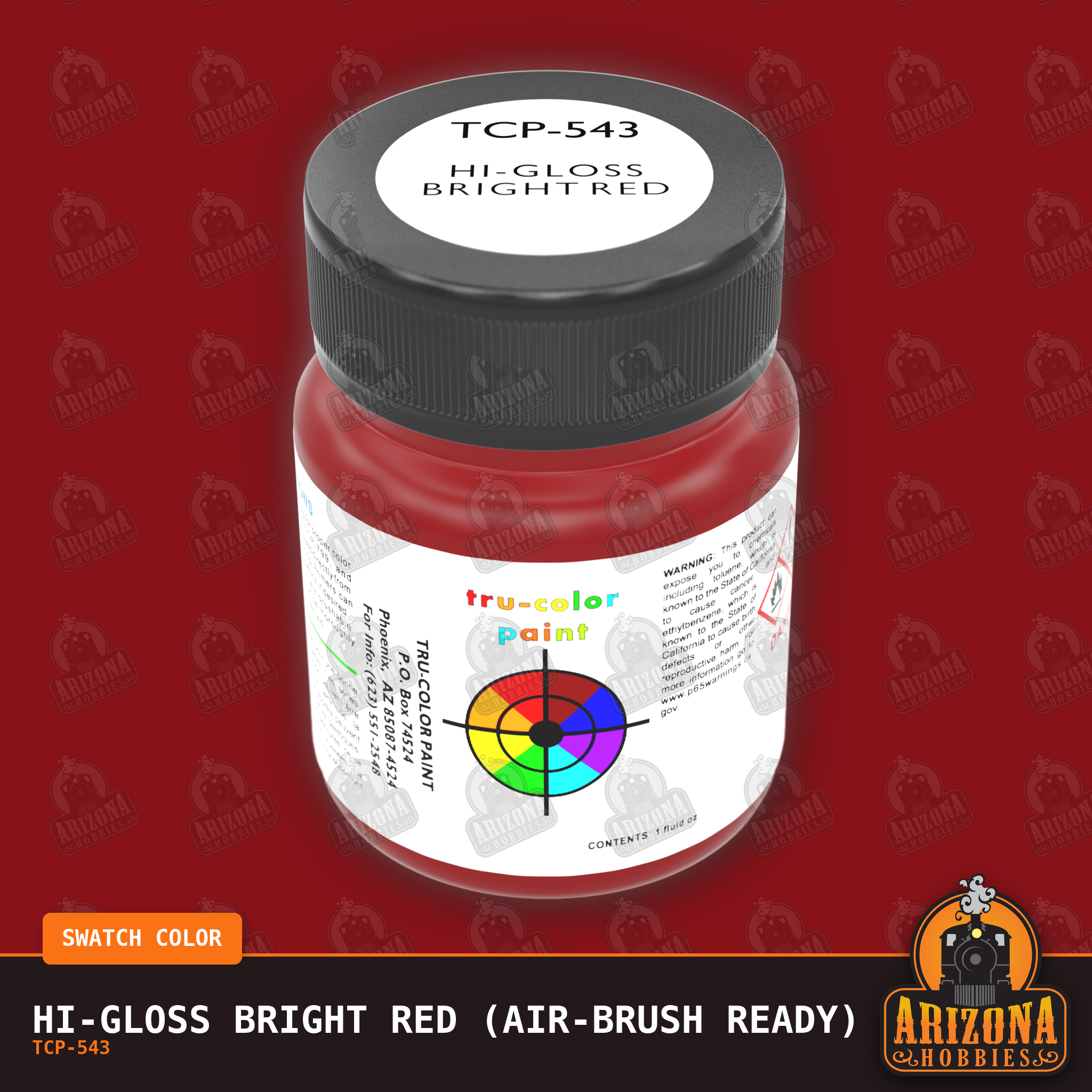 High-Gloss BRIGHT RED 1-oz bottle (Air-brush) Tru-Color Paint