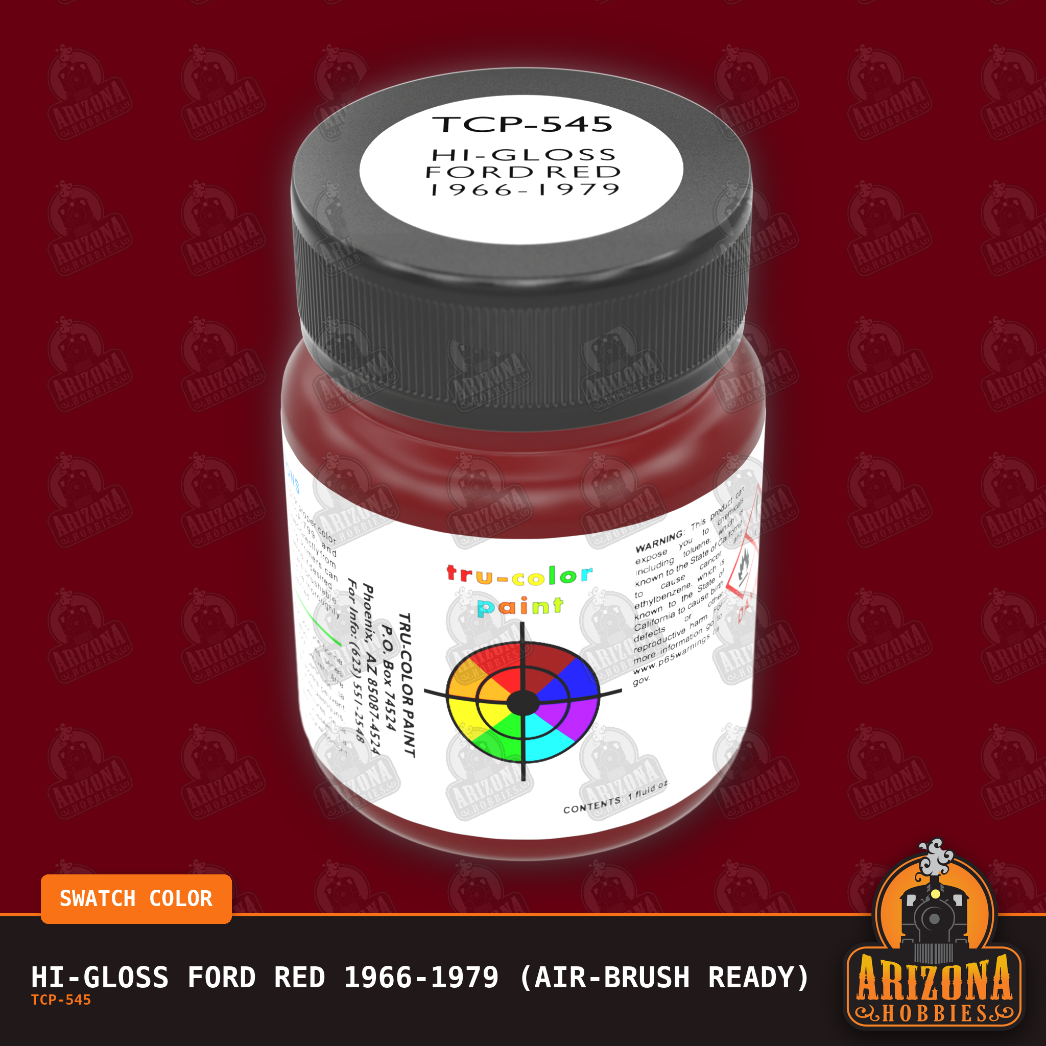 High-Gloss FORD RED 1966-1979 1-oz bottle (Air-brush) Tru-Color Paint