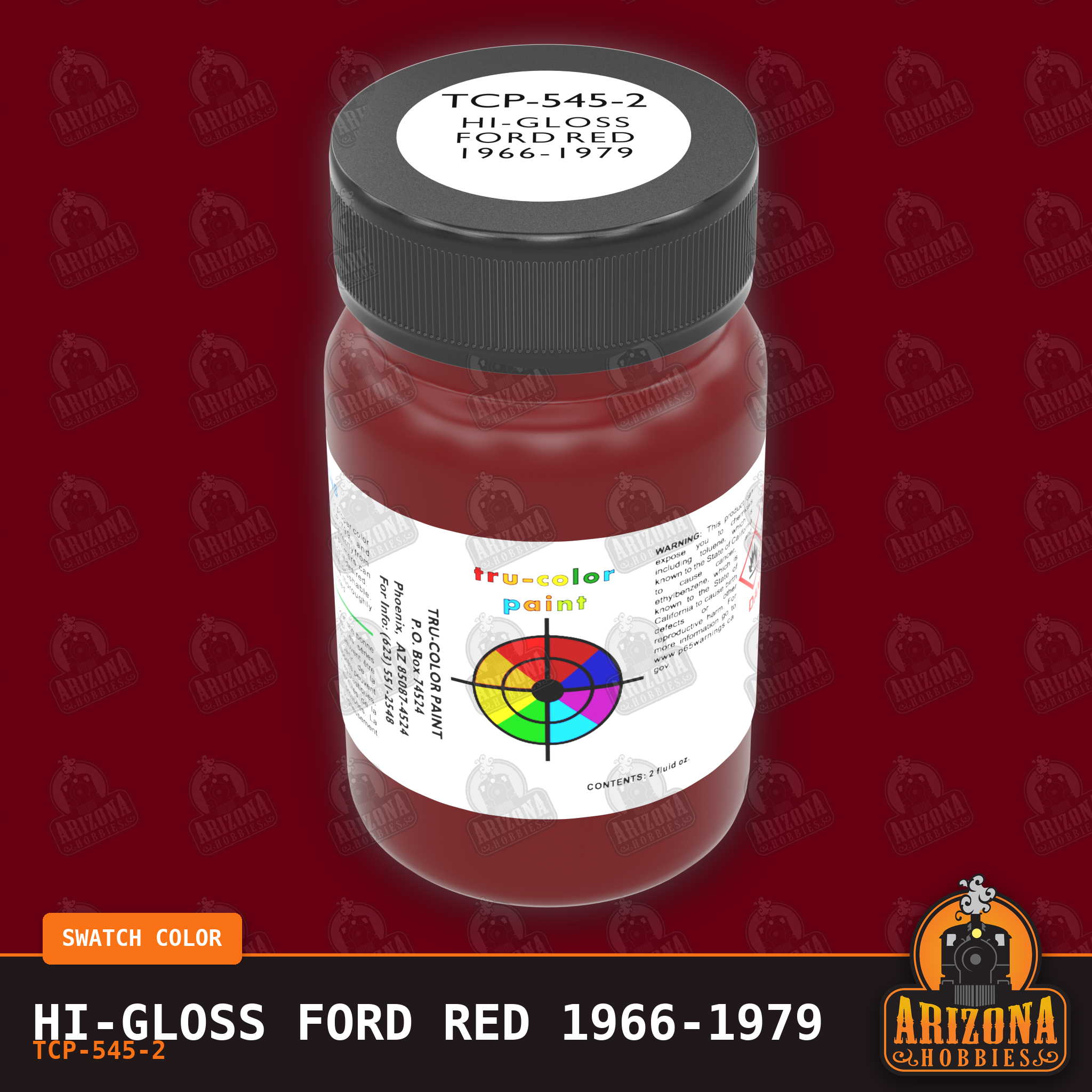High-Gloss FORD RED 1966-1979 2-oz bottle (Air-brush) Tru-Color Paint SPECIAL ORDER ONLY