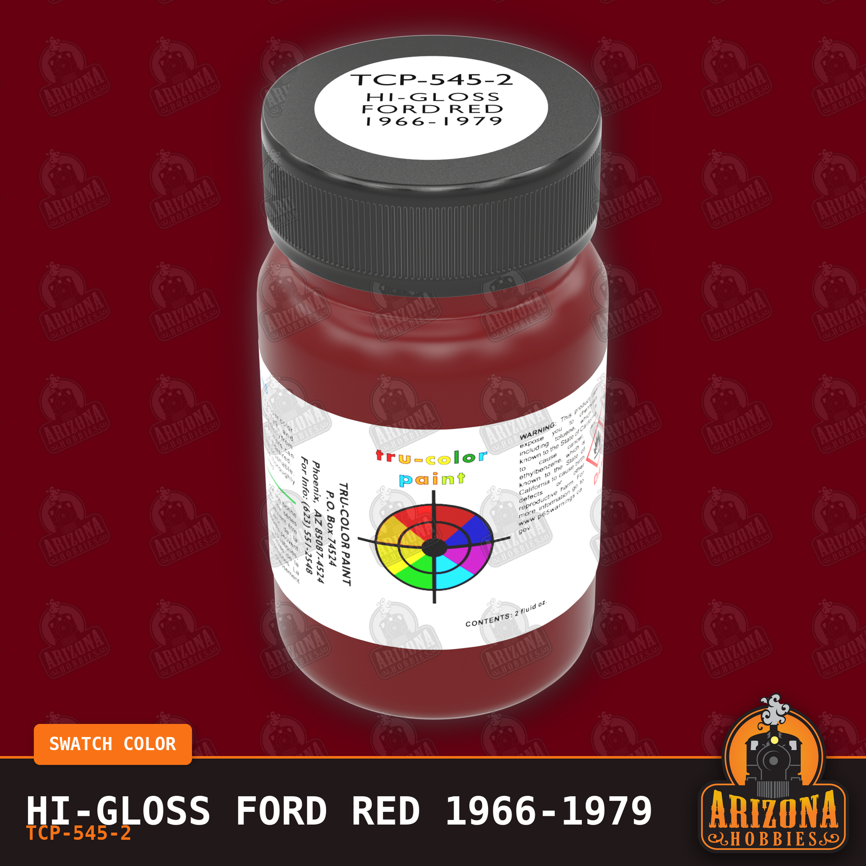 High-Gloss FORD RED 1966-1979 2-oz bottle (Air-brush) Tru-Color Paint SPECIAL ORDER ONLY