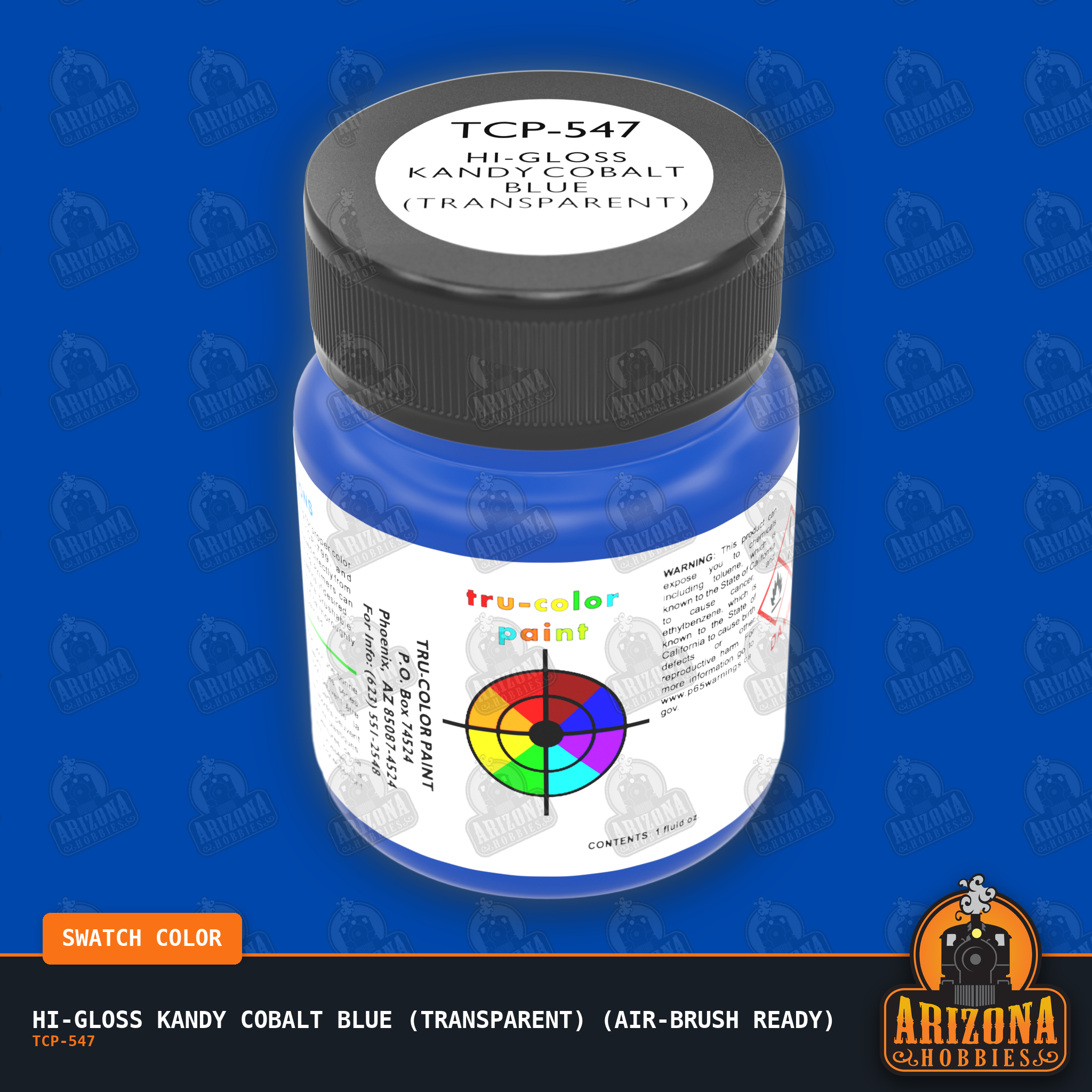 High-Gloss KANDY COBALT BLUE (Transparent) 1-oz bottle (Air-brush) Tru-Color Paint