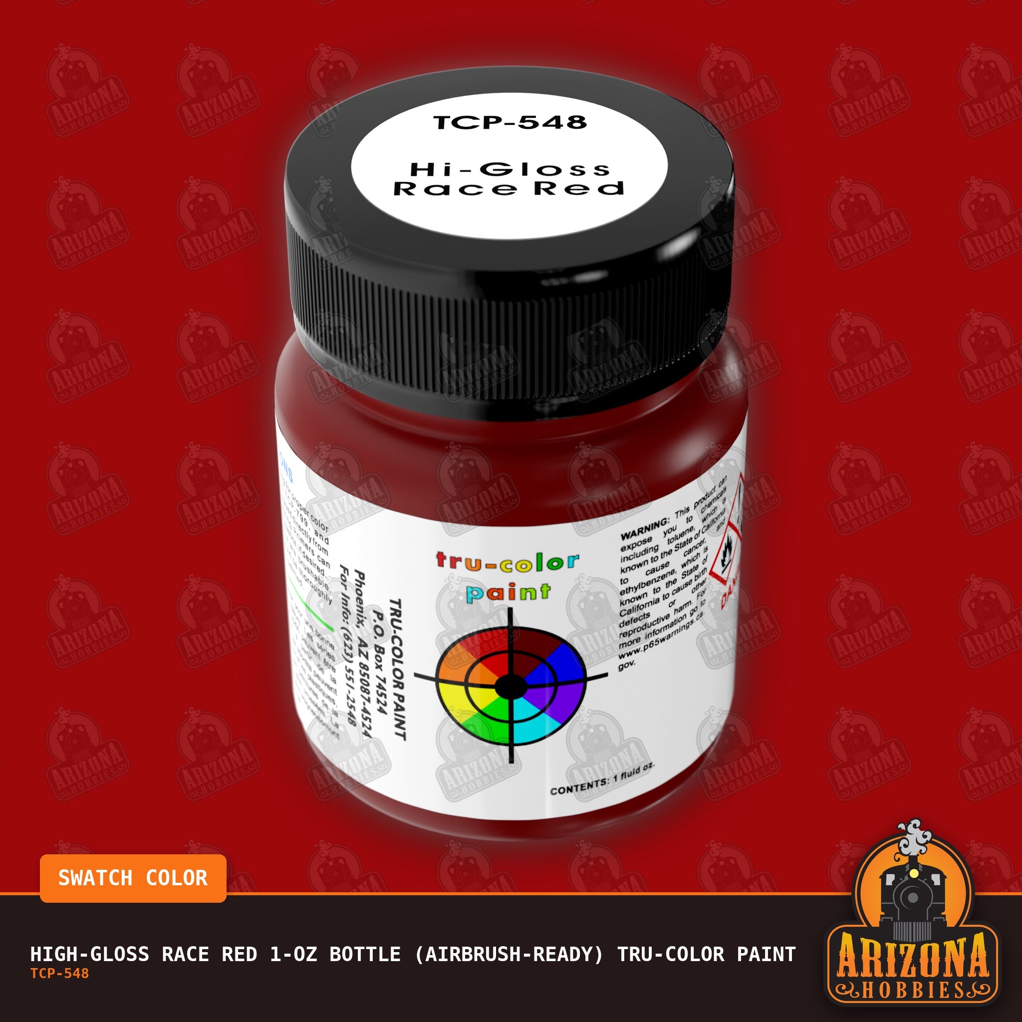 High-Gloss RACE RED 1-oz bottle (Airbrush-ready) Tru-Color Paint