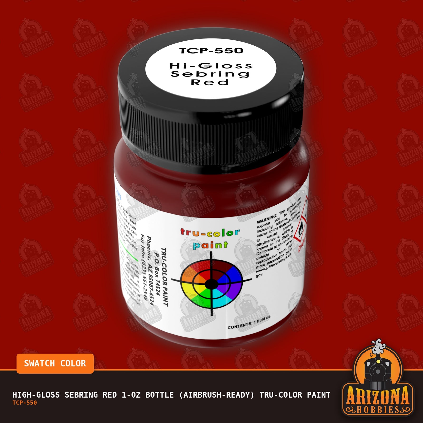 High-Gloss SEBRING RED 1-oz bottle (Airbrush-ready) Tru-Color Paint