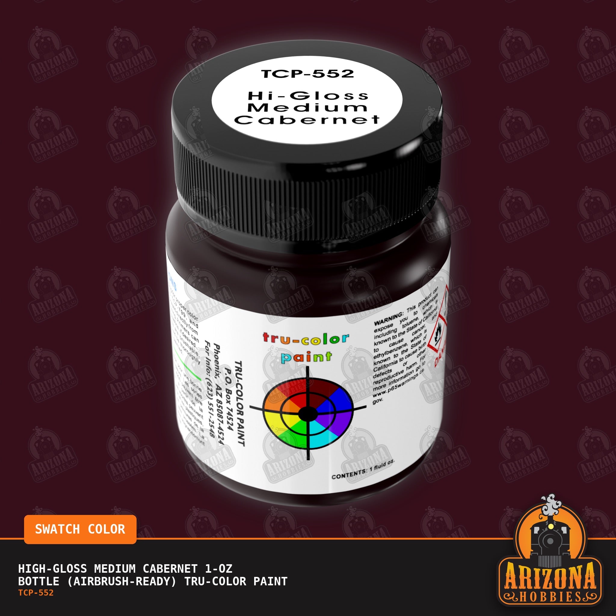 High-Gloss MEDIUM CABERNET 1-oz bottle (Airbrush-ready) Tru-Color Paint