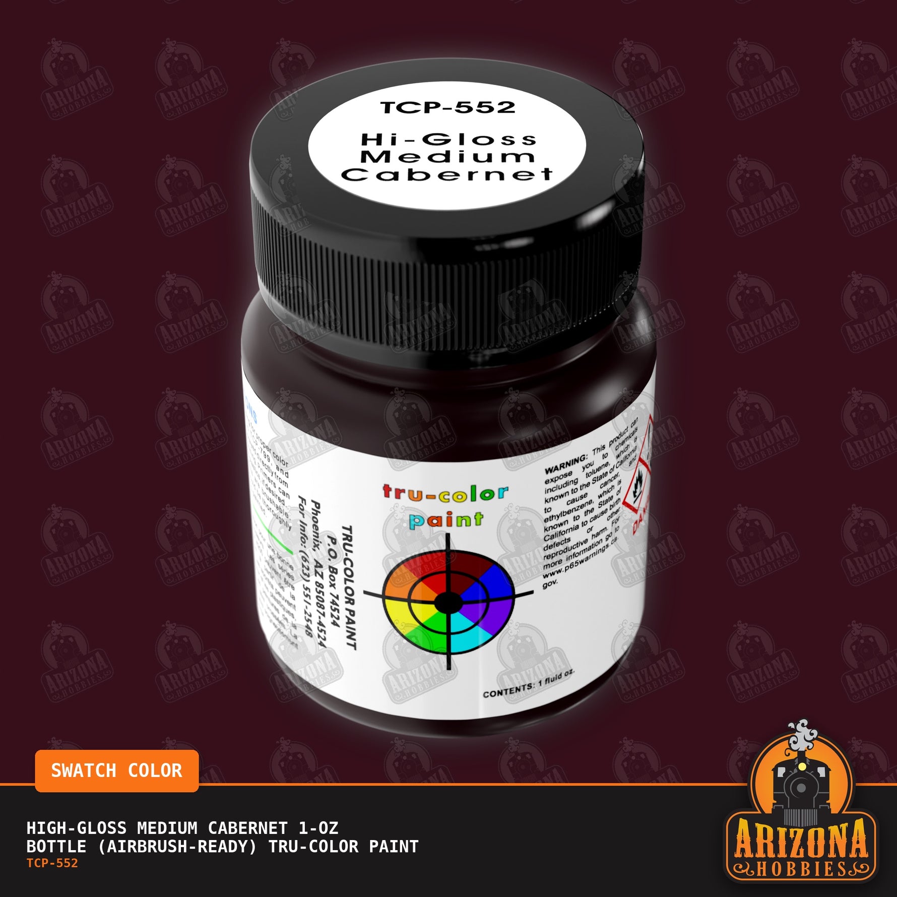 High-Gloss MEDIUM CABERNET 1-oz bottle (Airbrush-ready) Tru-Color Paint