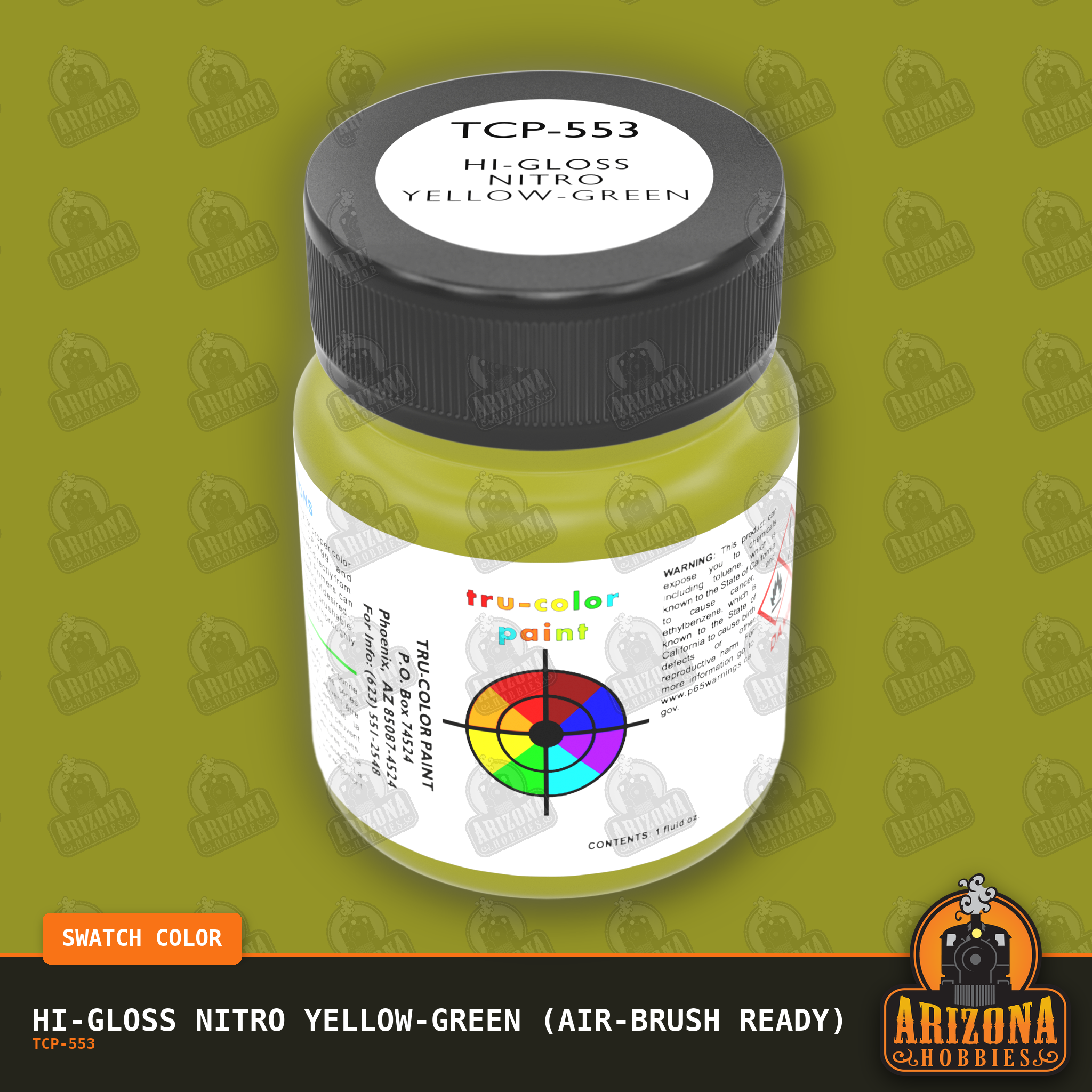 High-Gloss NITRO YELLOW-GREEN 1-oz bottle (Air-brush) Tru-Color Paint