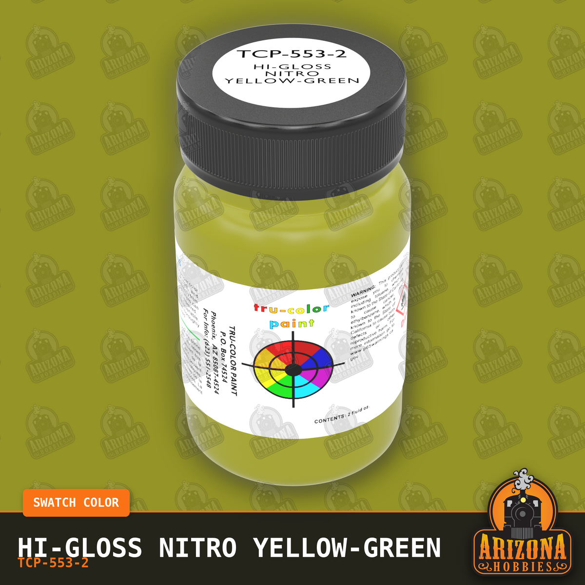 High-Gloss NITRO YELLOW-GREEN 2-oz bottle (Air-brush) Tru-Color Paint SPECIAL ORDER ONLY