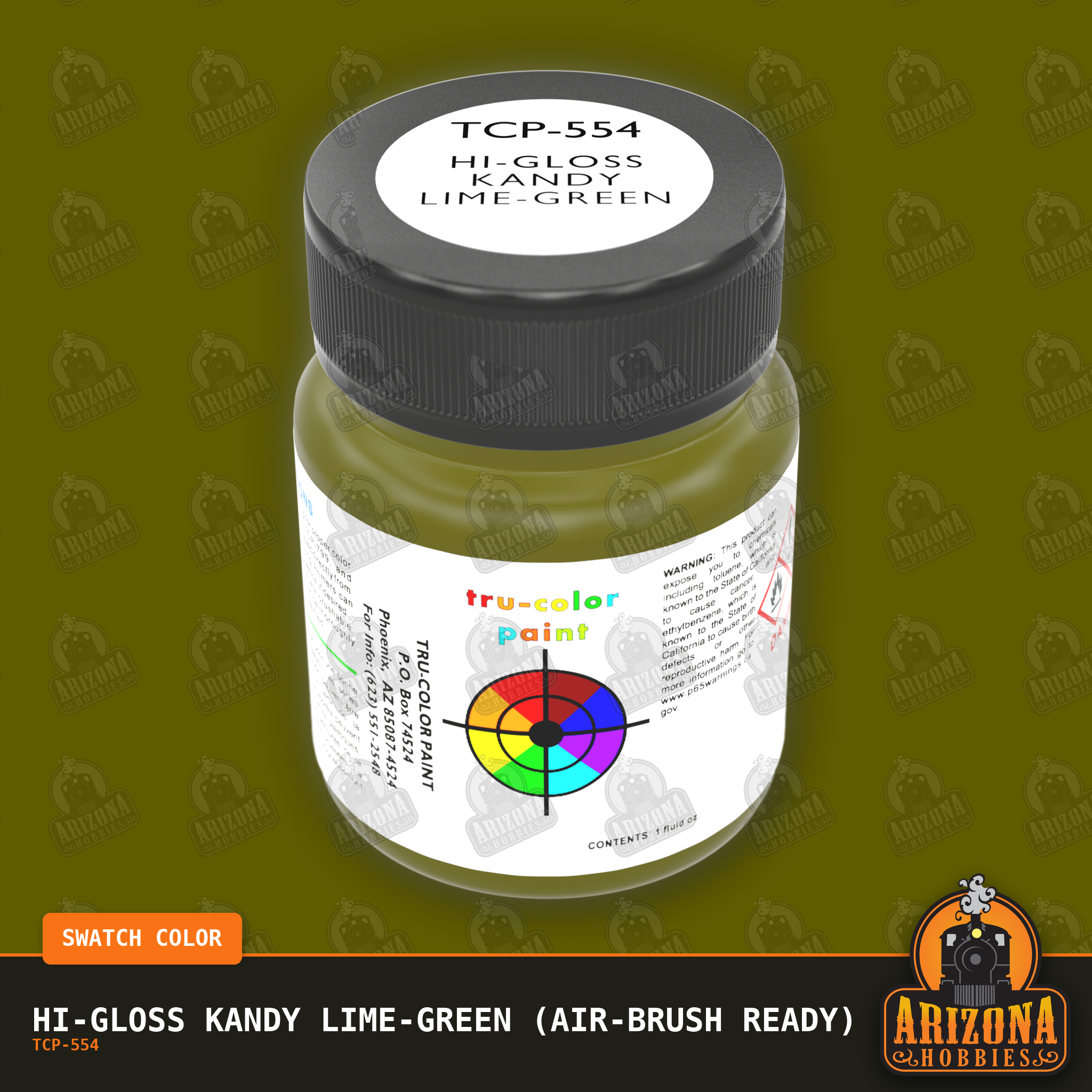 High-Gloss KANDY LIME-GREEN 1-oz bottle (Air-brush) Tru-Color Paint