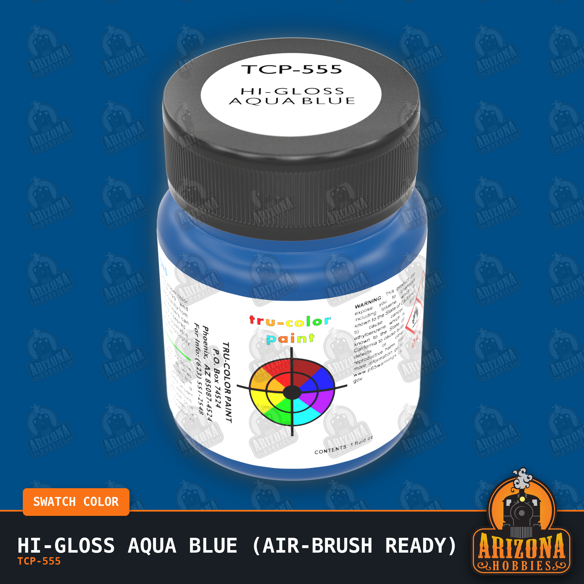 High-Gloss AQUA BLUE 1-oz bottle (Air-brush) Tru-Color Paint