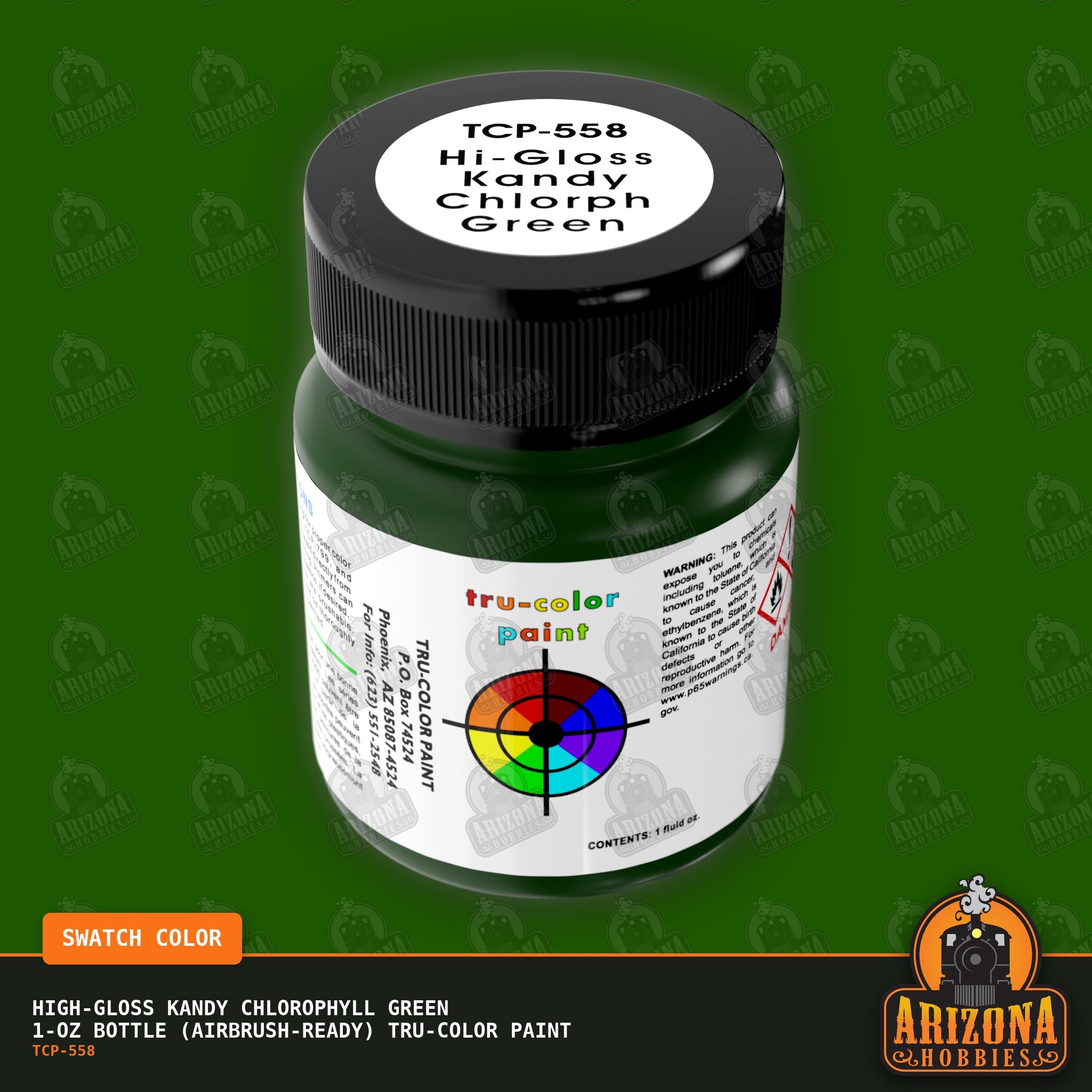 High-Gloss KANDY CHLOROPHYLL GREEN 1-oz bottle (Airbrush-ready) Tru-Color Paint