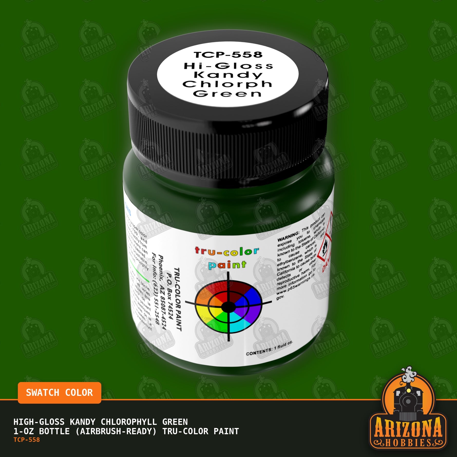 High-Gloss KANDY CHLOROPHYLL GREEN 1-oz bottle (Airbrush-ready) Tru-Color Paint