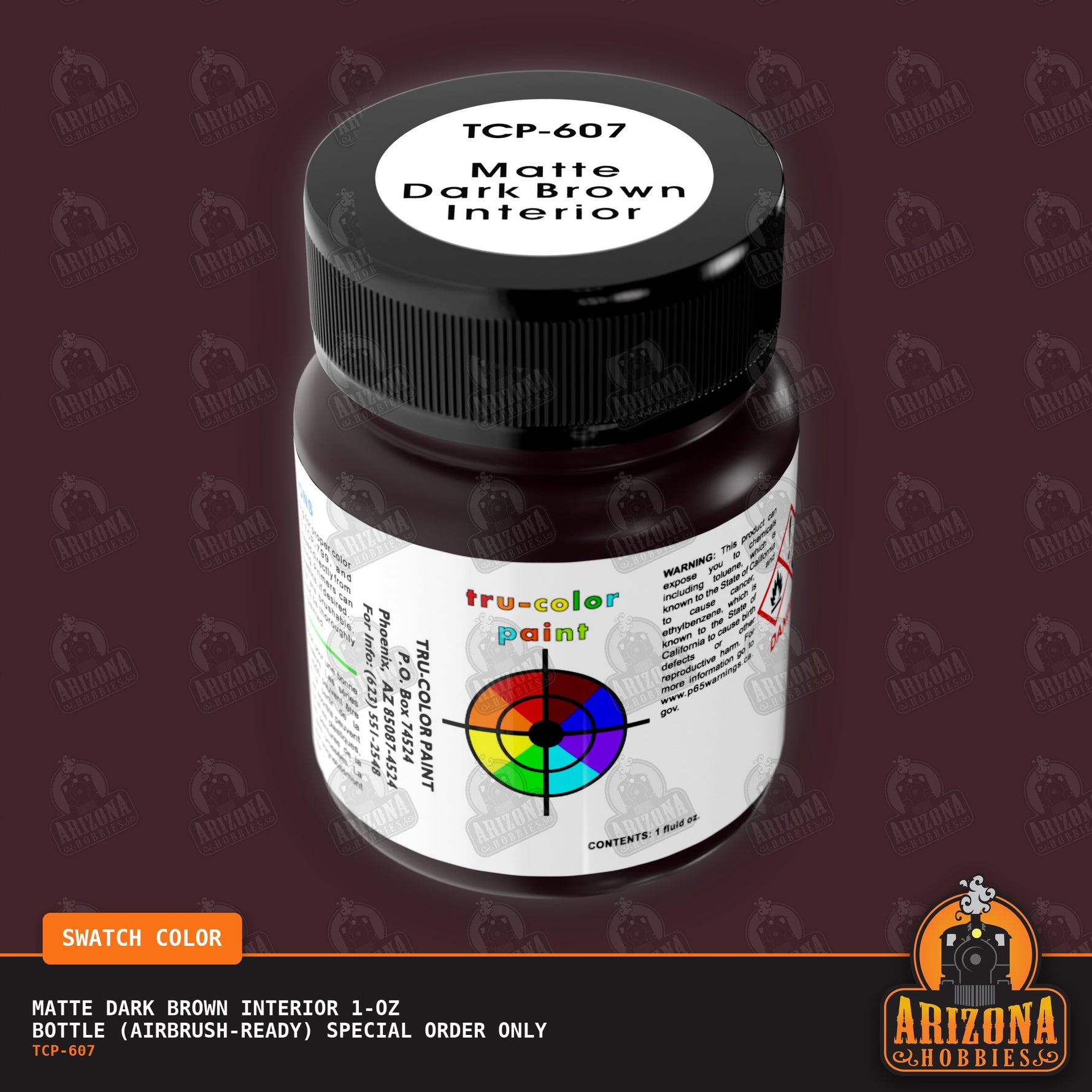 Matte DARK BROWN AUTO INTERIOR 1-oz bottle (Airbrush-ready) SPECIAL ORDER ONLY