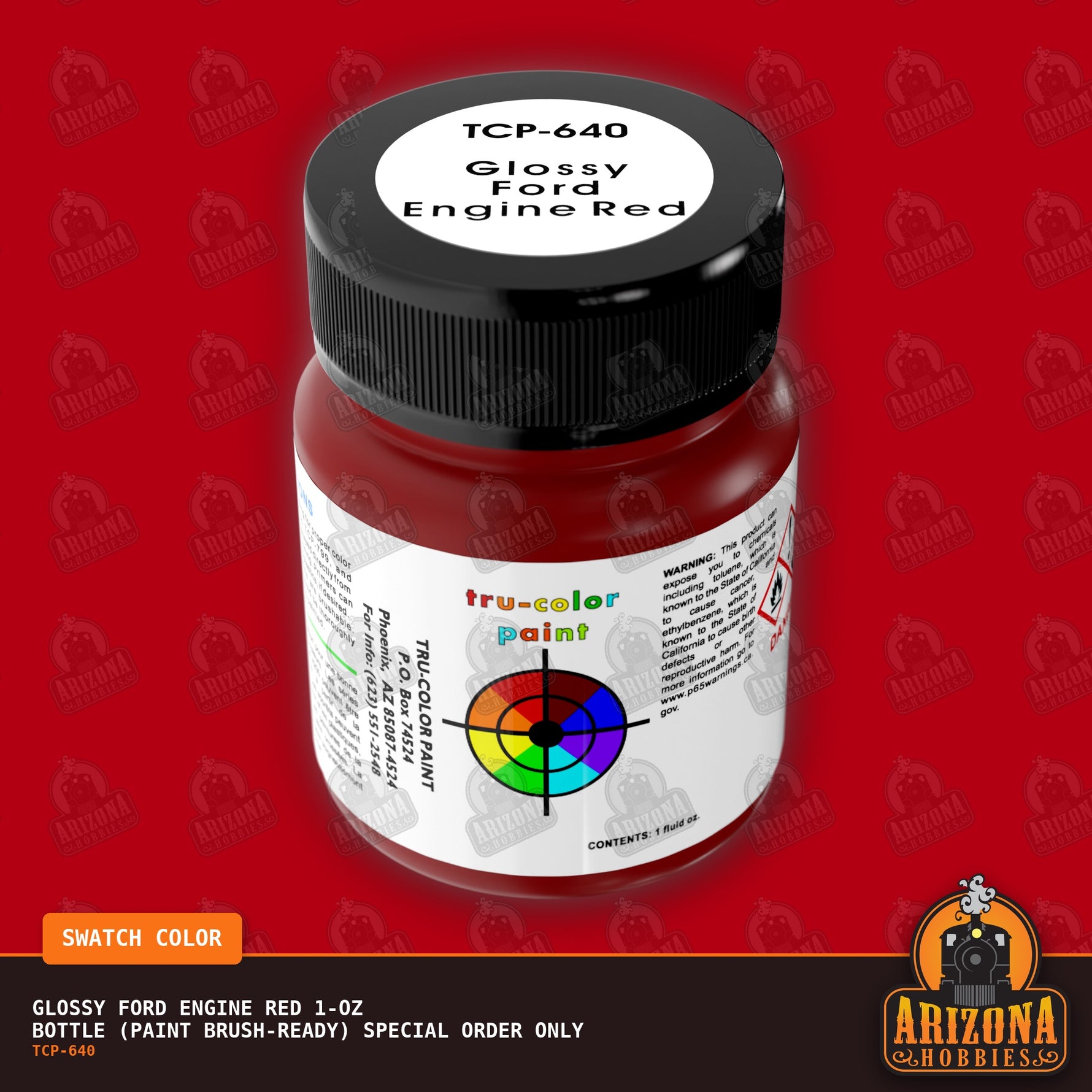 Glossy Ford ENGINE RED 1-oz bottle (Paint brush-ready) SPECIAL ORDER ONLY