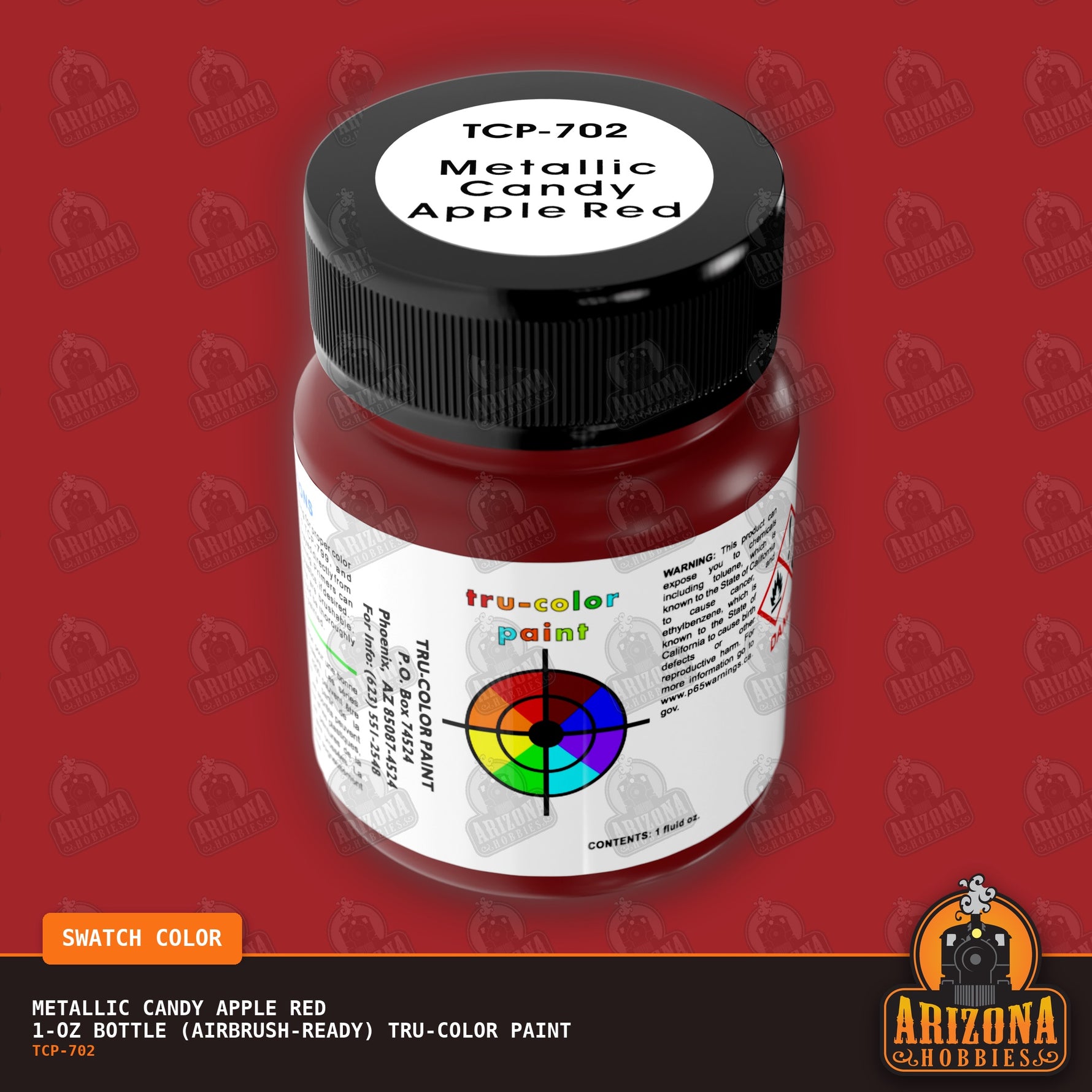 Metallic CANDY APPLE RED 1-oz bottle (Airbrush-ready) Tru-Color Paint