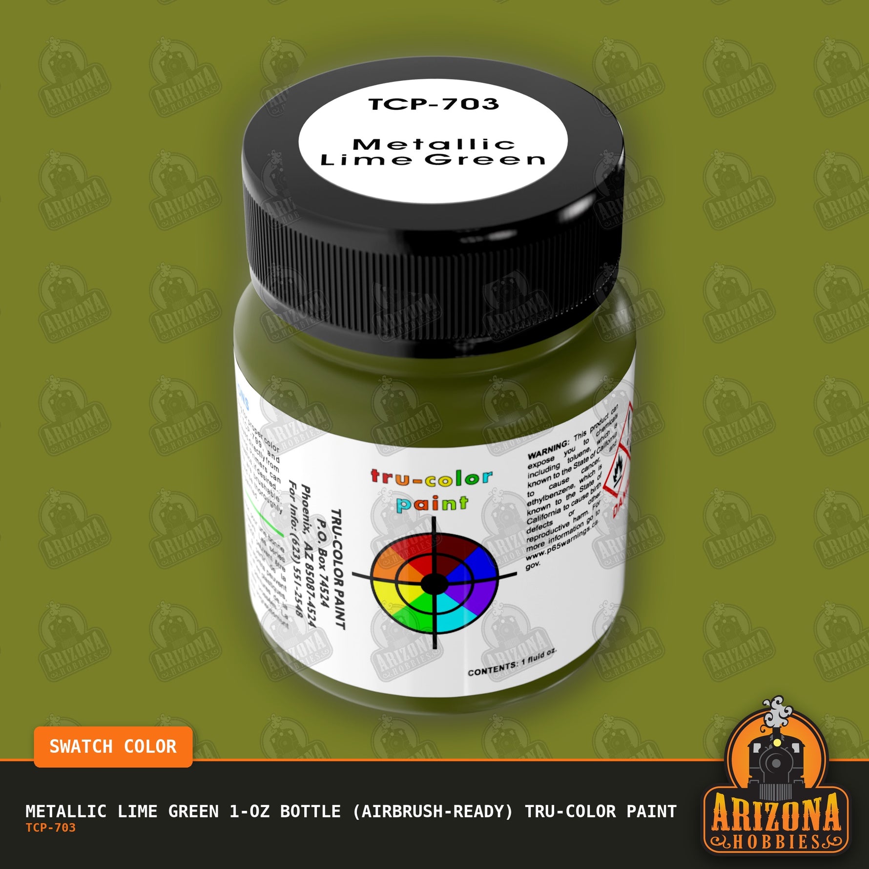 Metallic LIME GREEN 1-oz bottle (Airbrush-ready) Tru-Color Paint