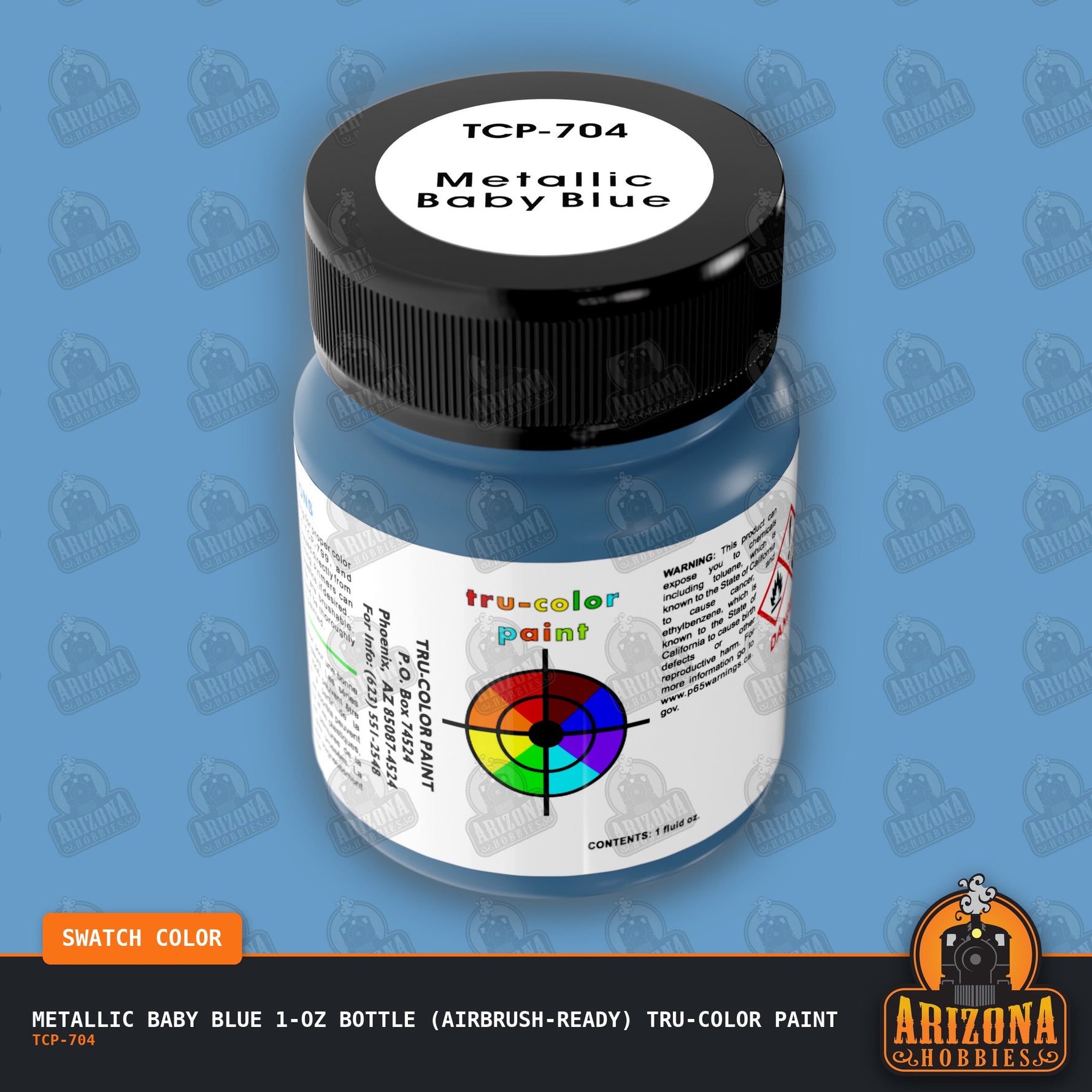 Metallic BABY BLUE 1-oz bottle (Airbrush-ready) Tru-Color Paint