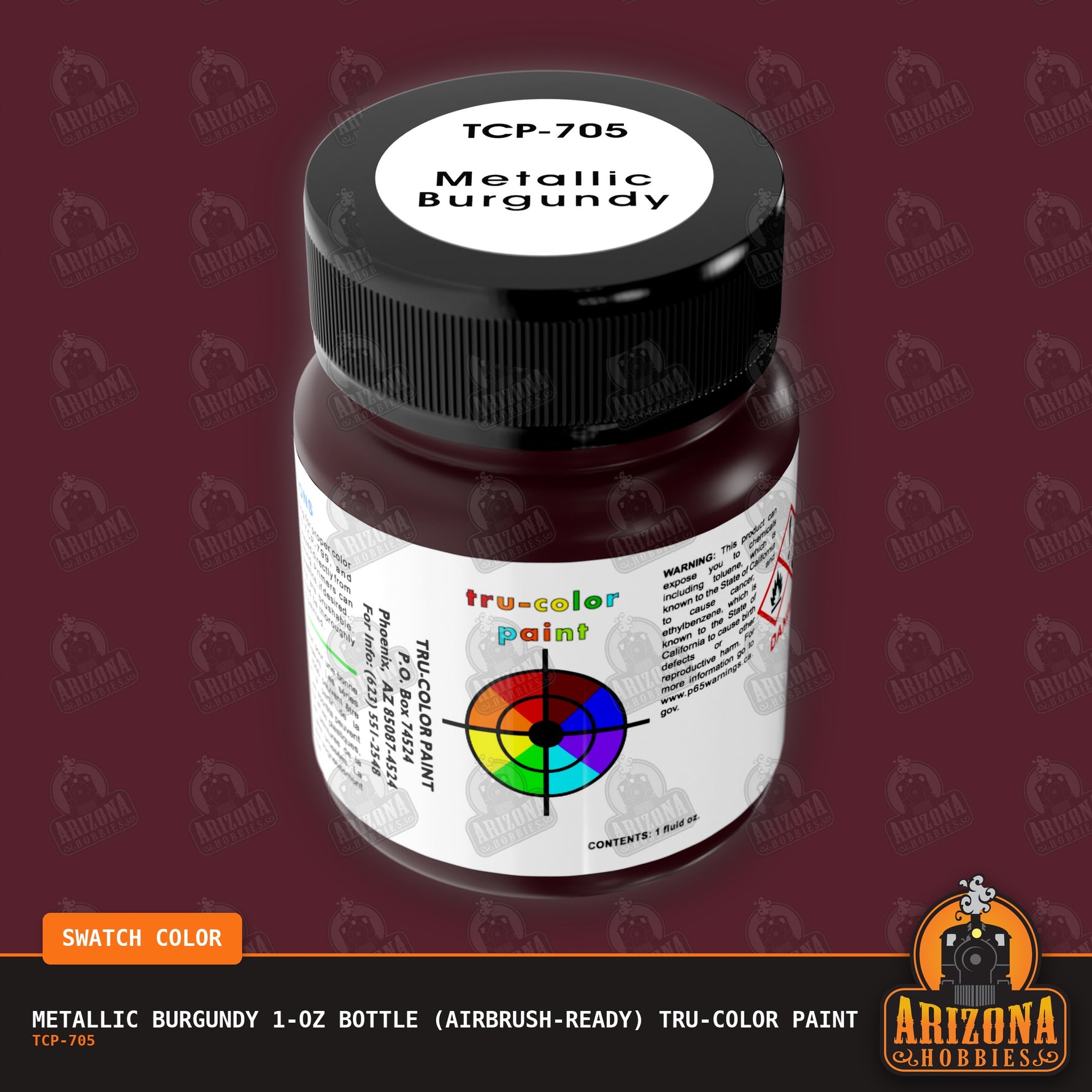Metallic BURGUNDY 1-oz bottle (Airbrush-ready) Tru-Color Paint
