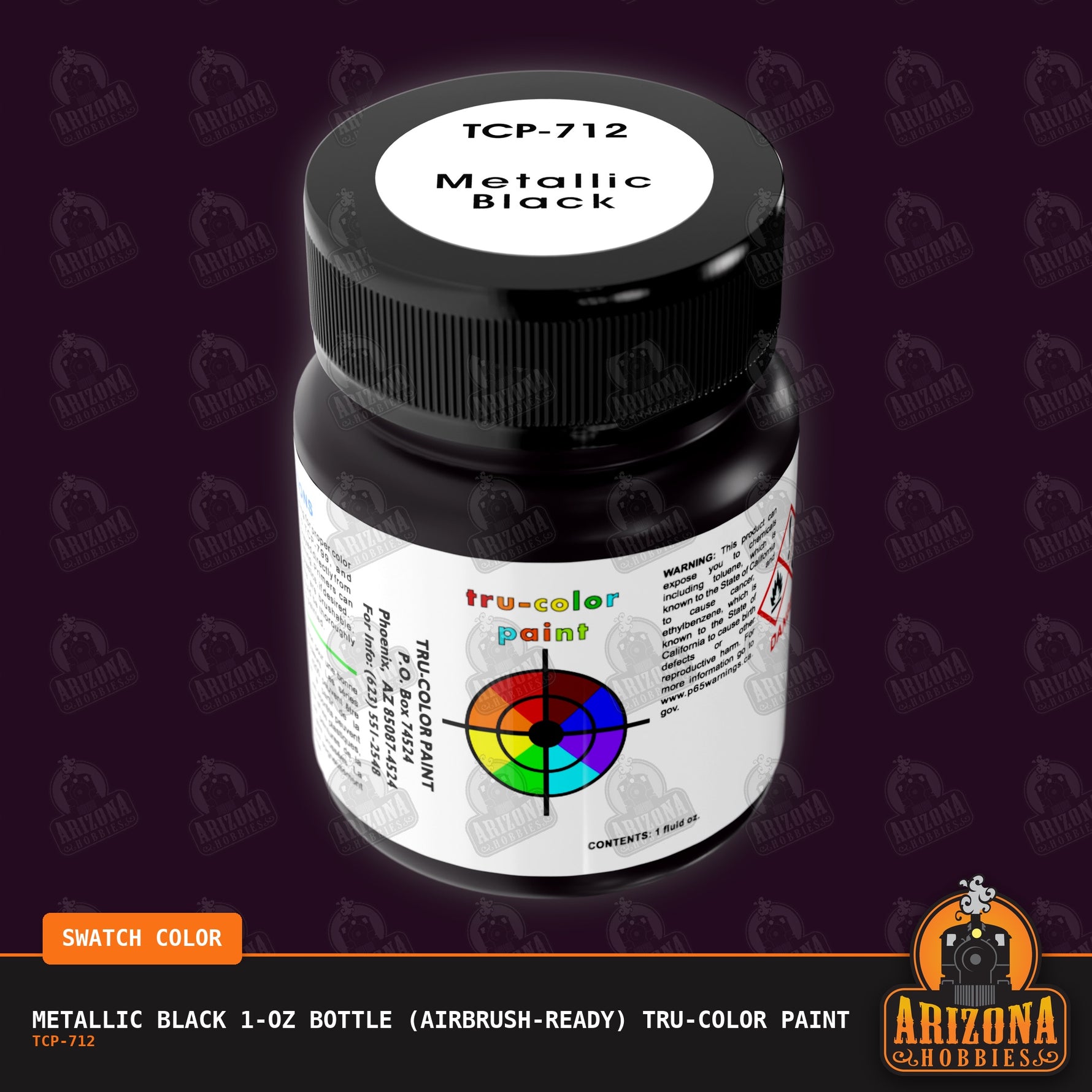 Metallic BLACK 1-oz bottle (Airbrush-ready) Tru-Color Paint