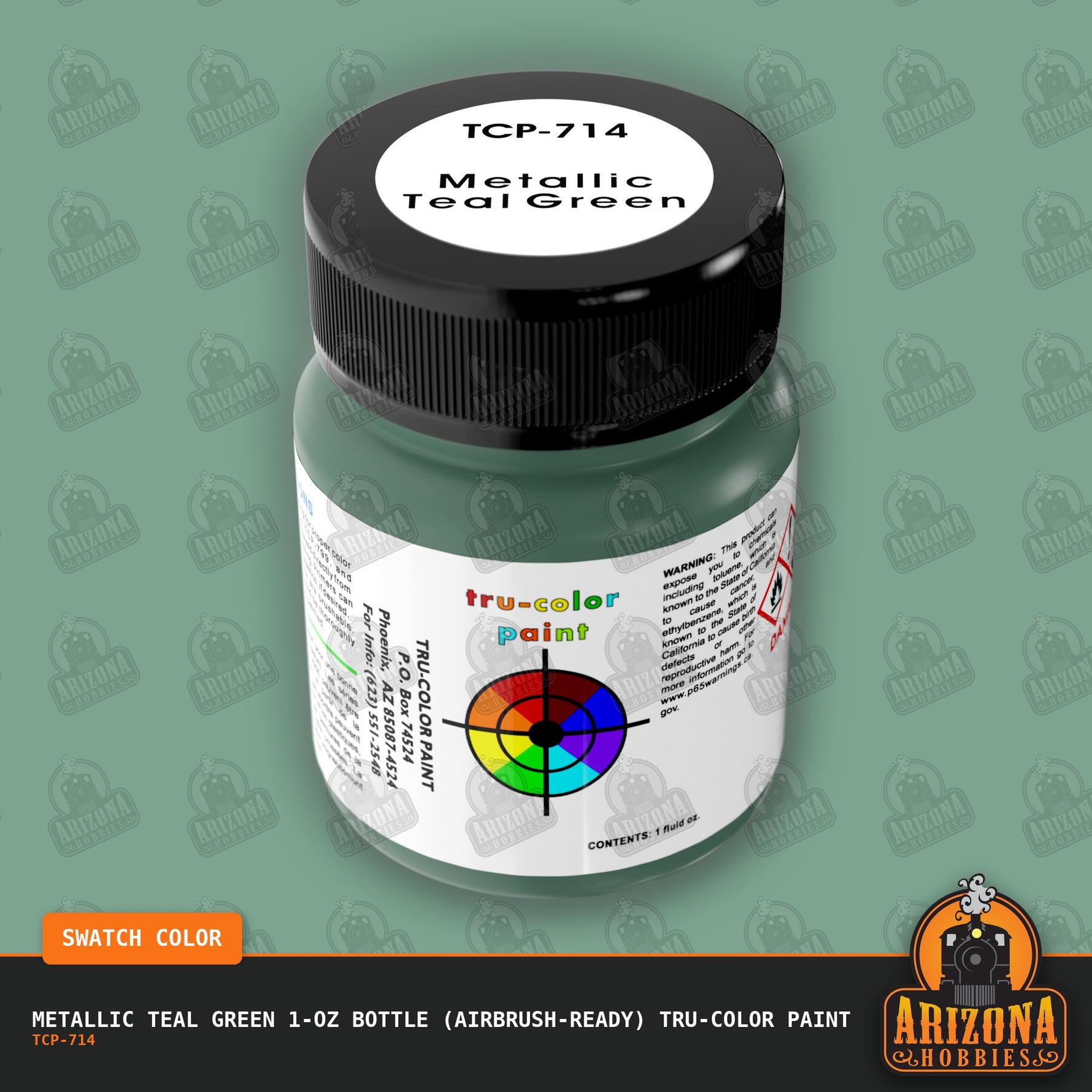 Metallic TEAL GREEN 1-oz bottle (Airbrush-ready) Tru-Color Paint