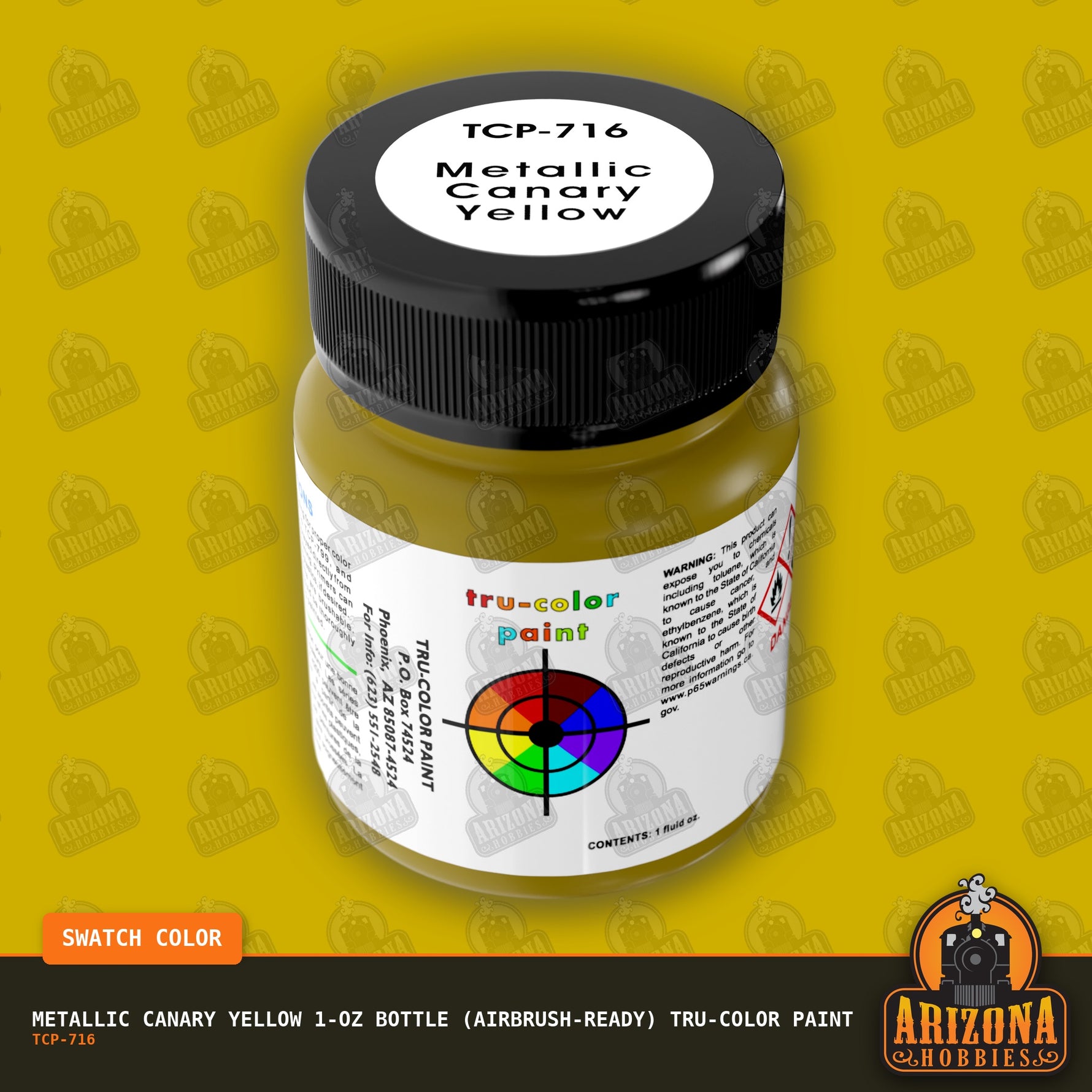 Metallic CANARY YELLOW 1-oz bottle (Airbrush-ready) Tru-Color Paint