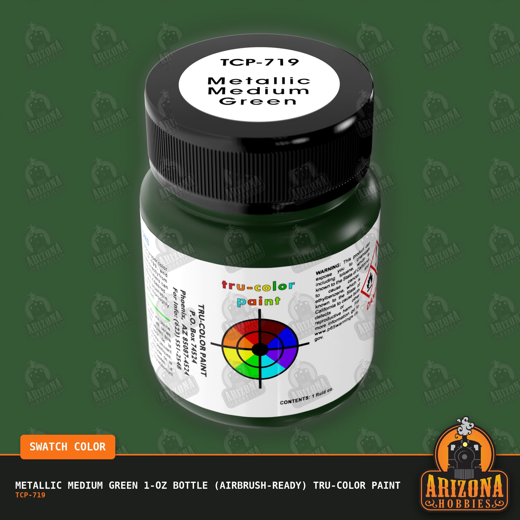 Metallic MEDIUM GREEN 1-oz bottle (Airbrush-ready) Tru-Color Paint