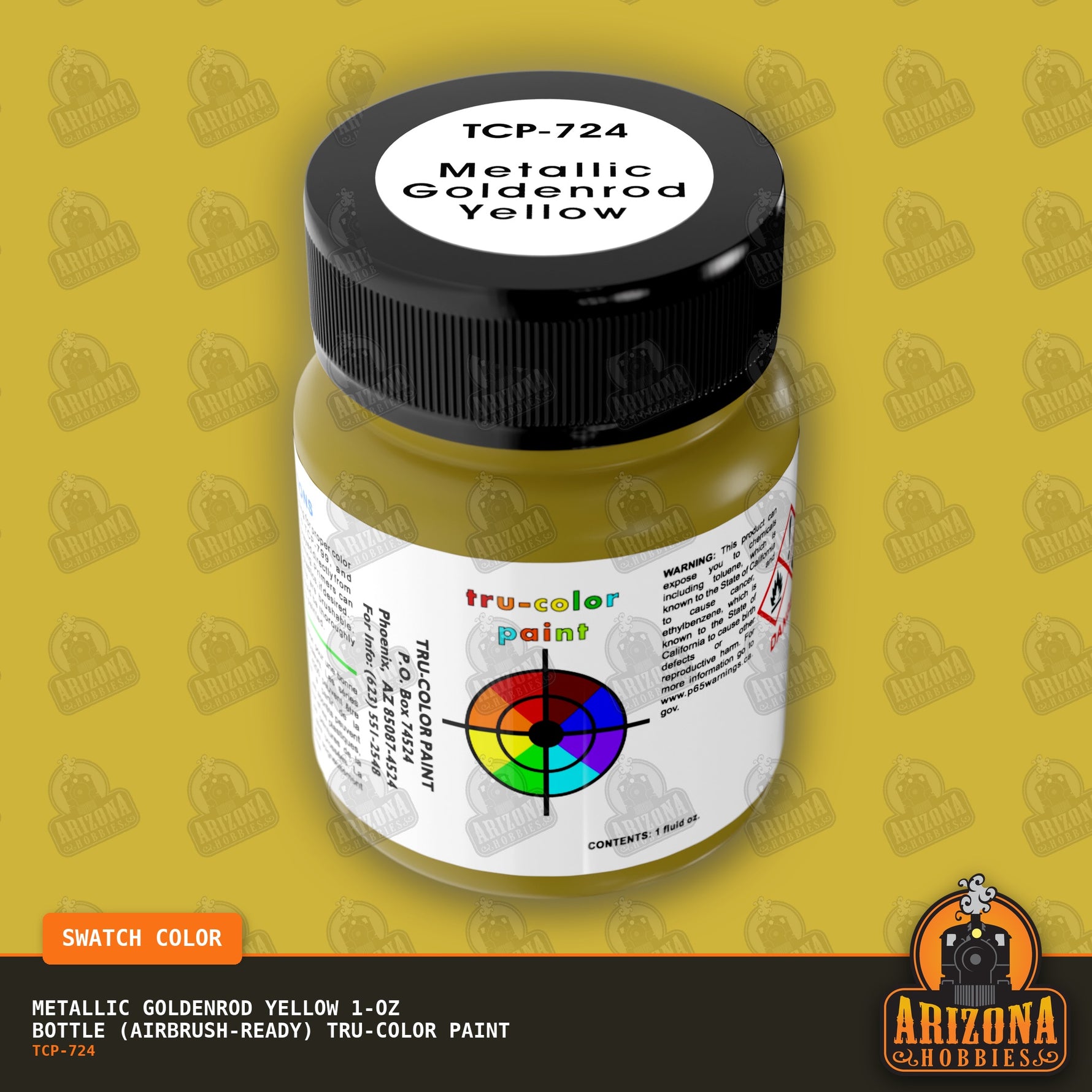 Metallic GOLDENROD YELLOW 1-oz bottle (Airbrush-ready) Tru-Color Paint
