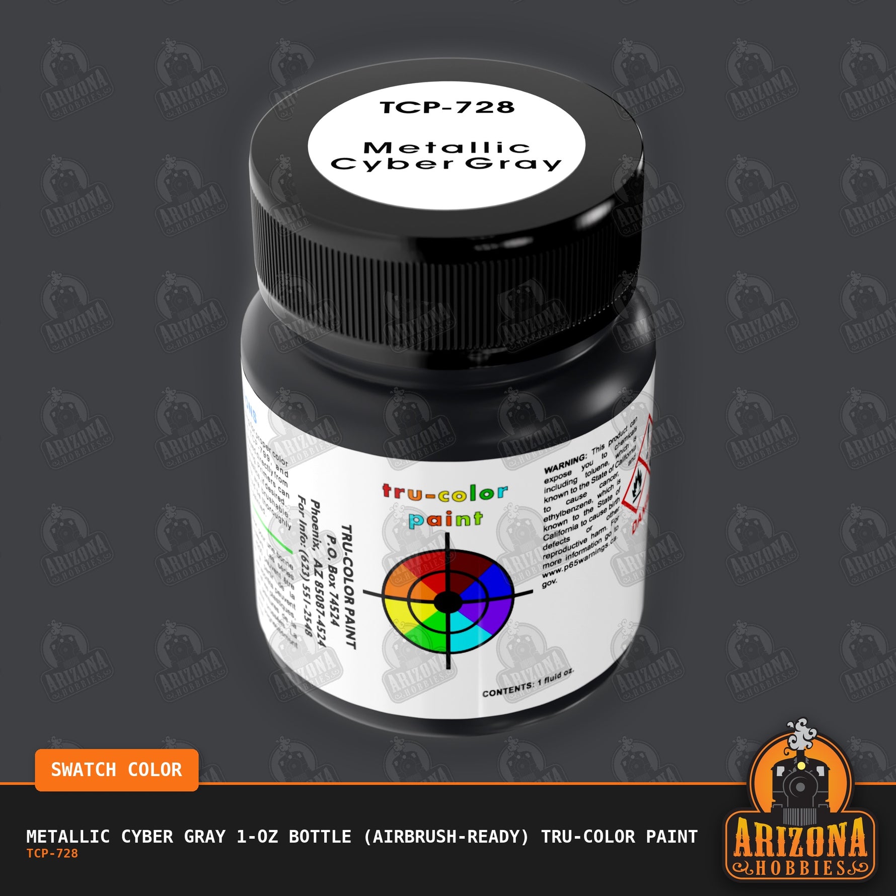 Metallic CYBER GRAY 1-oz bottle (Airbrush-ready) Tru-Color Paint