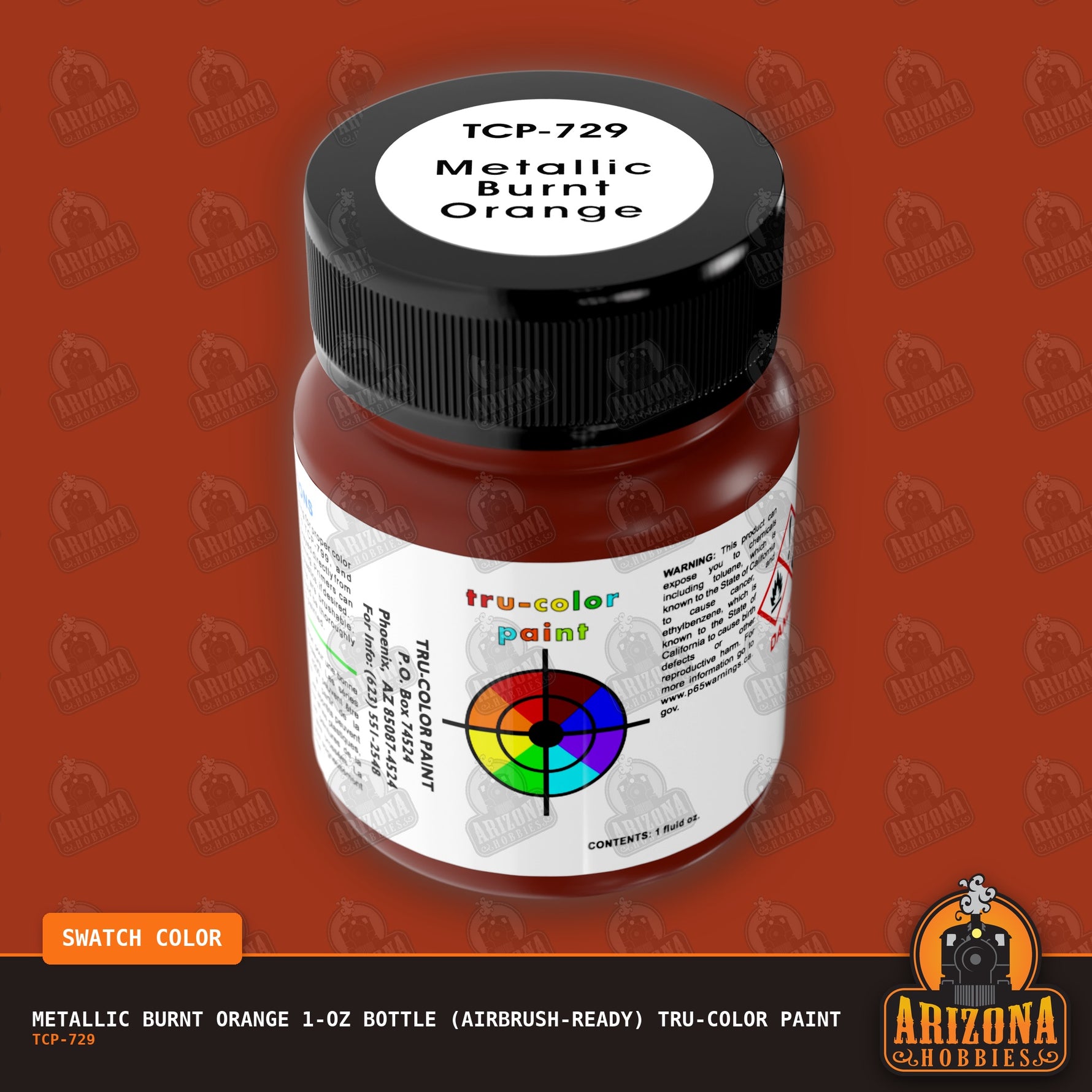 Metallic BURNT ORANGE 1-oz bottle (Airbrush-ready) Tru-Color Paint