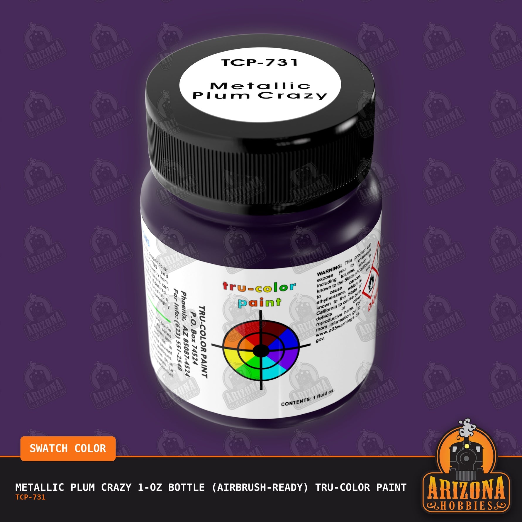 Metallic PLUM CRAZY 1-oz bottle (Airbrush-ready) Tru-Color Paint