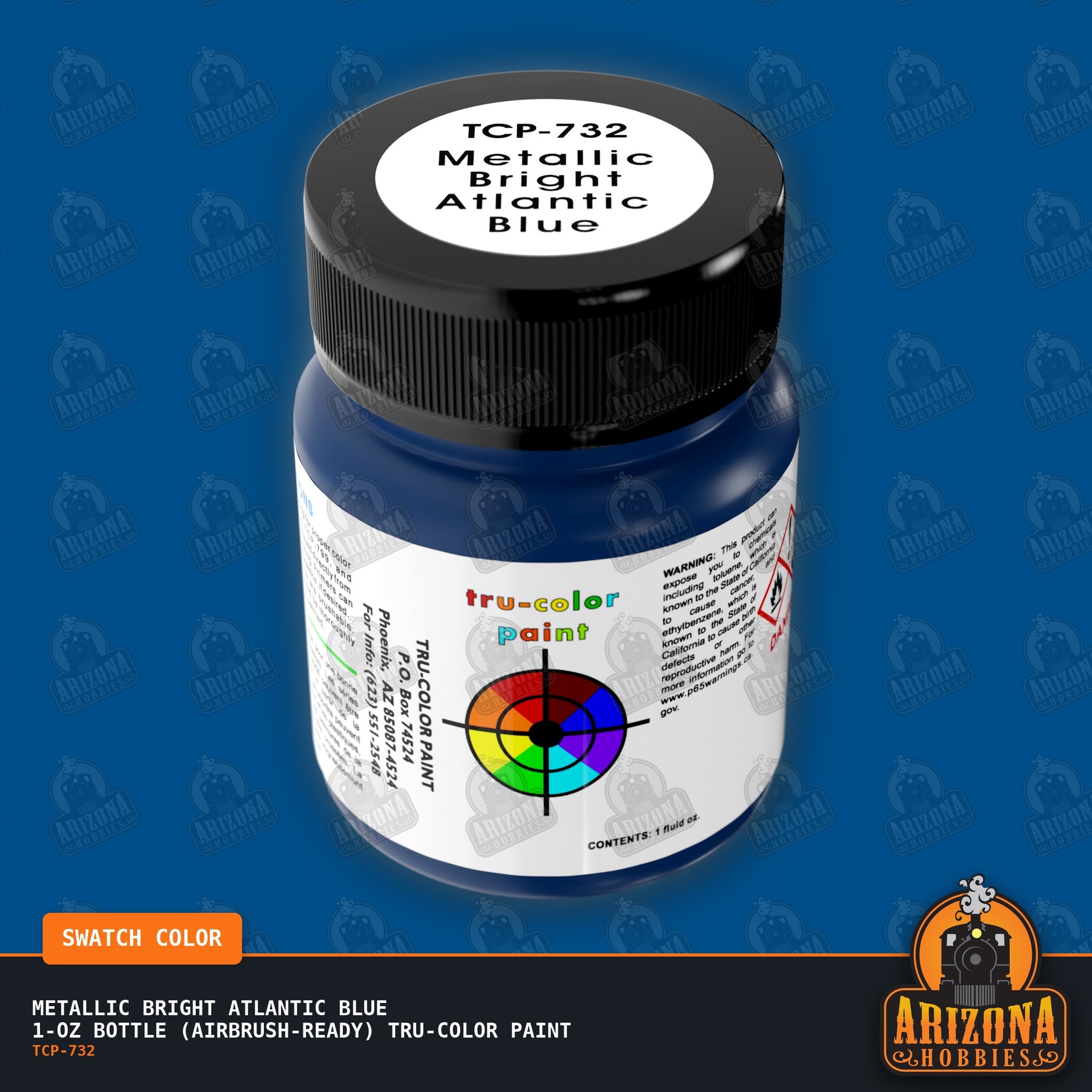 Metallic BRIGHT ATLANTIC BLUE 1-oz bottle (Airbrush-ready) Tru-Color Paint