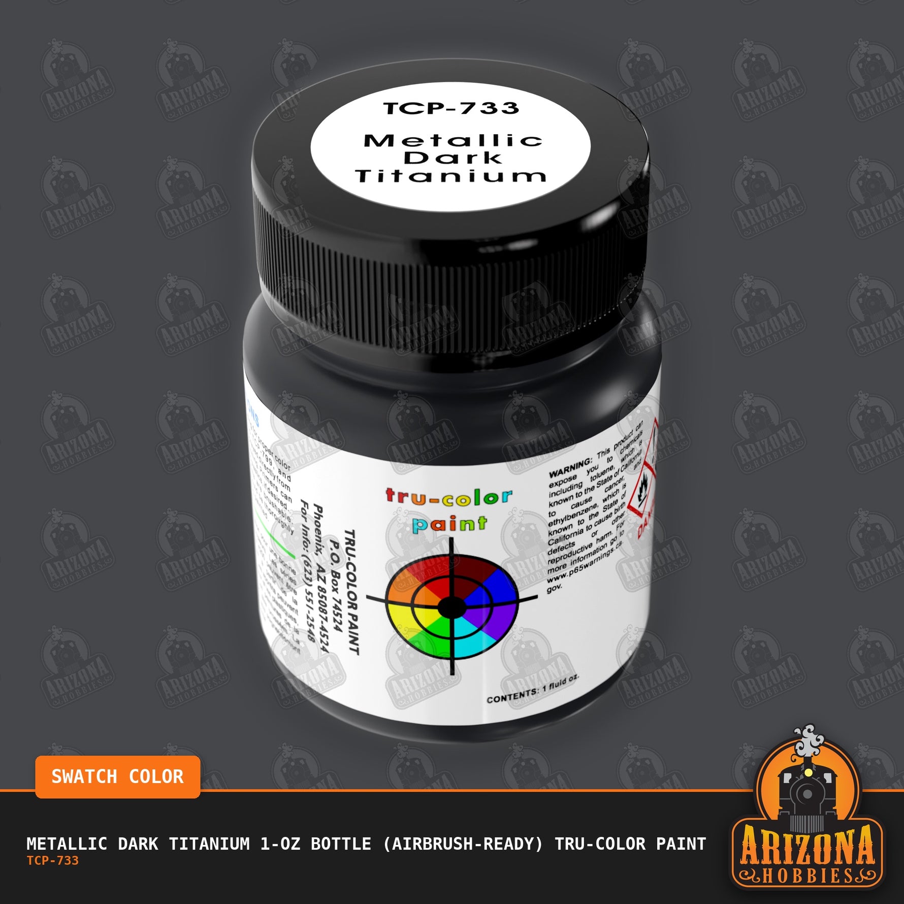 Metallic DARK TITANIUM 1-oz bottle (Airbrush-ready) Tru-Color Paint