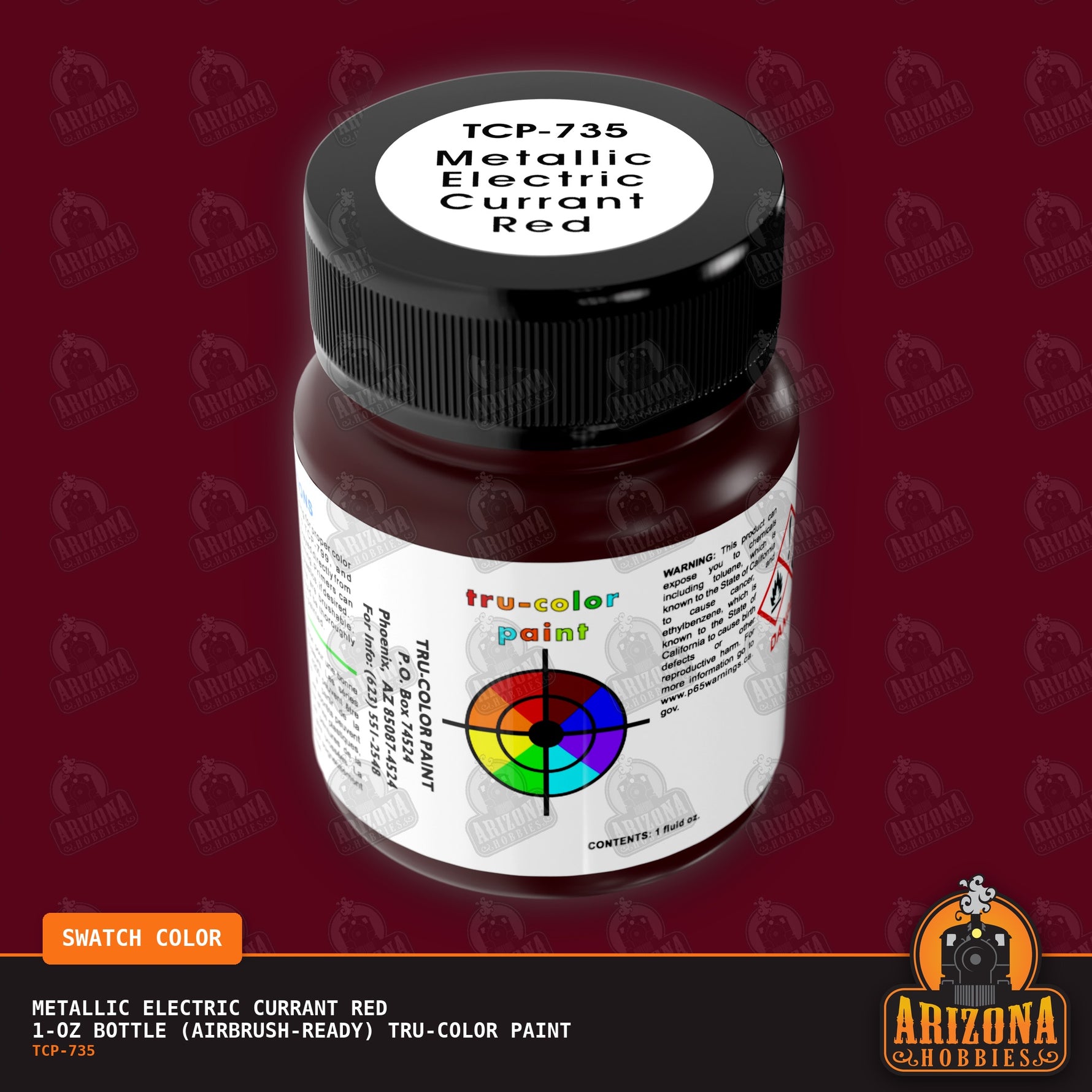 Metallic ELECTRIC CURRANT RED 1-oz bottle (Airbrush-ready) Tru-Color Paint