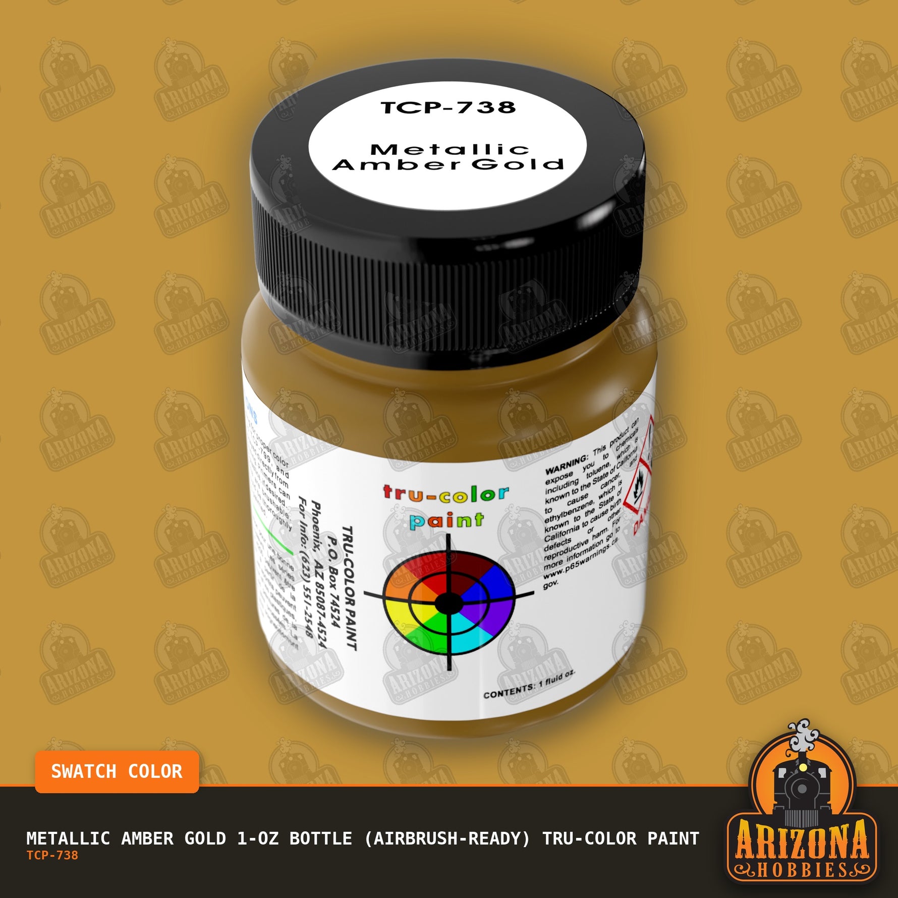 Metallic AMBER GOLD 1-oz bottle (Airbrush-ready) Tru-Color Paint