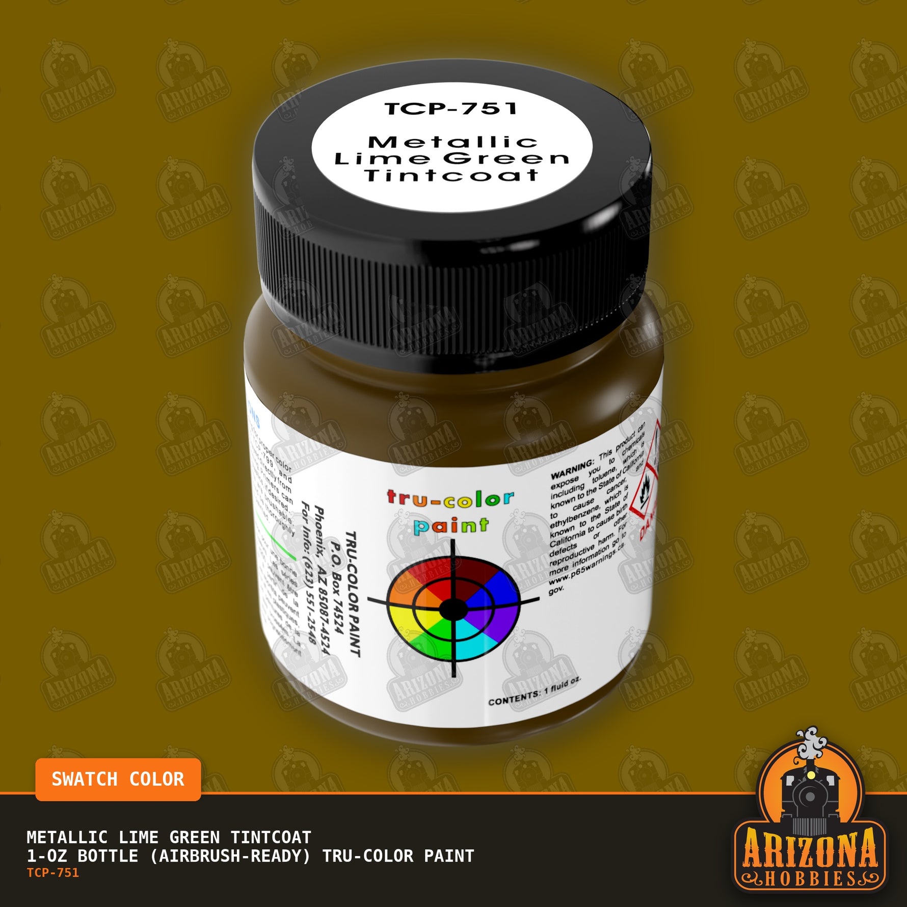 Metallic LIME GREEN Tintcoat 1-oz bottle (Airbrush-ready) Tru-Color Paint
