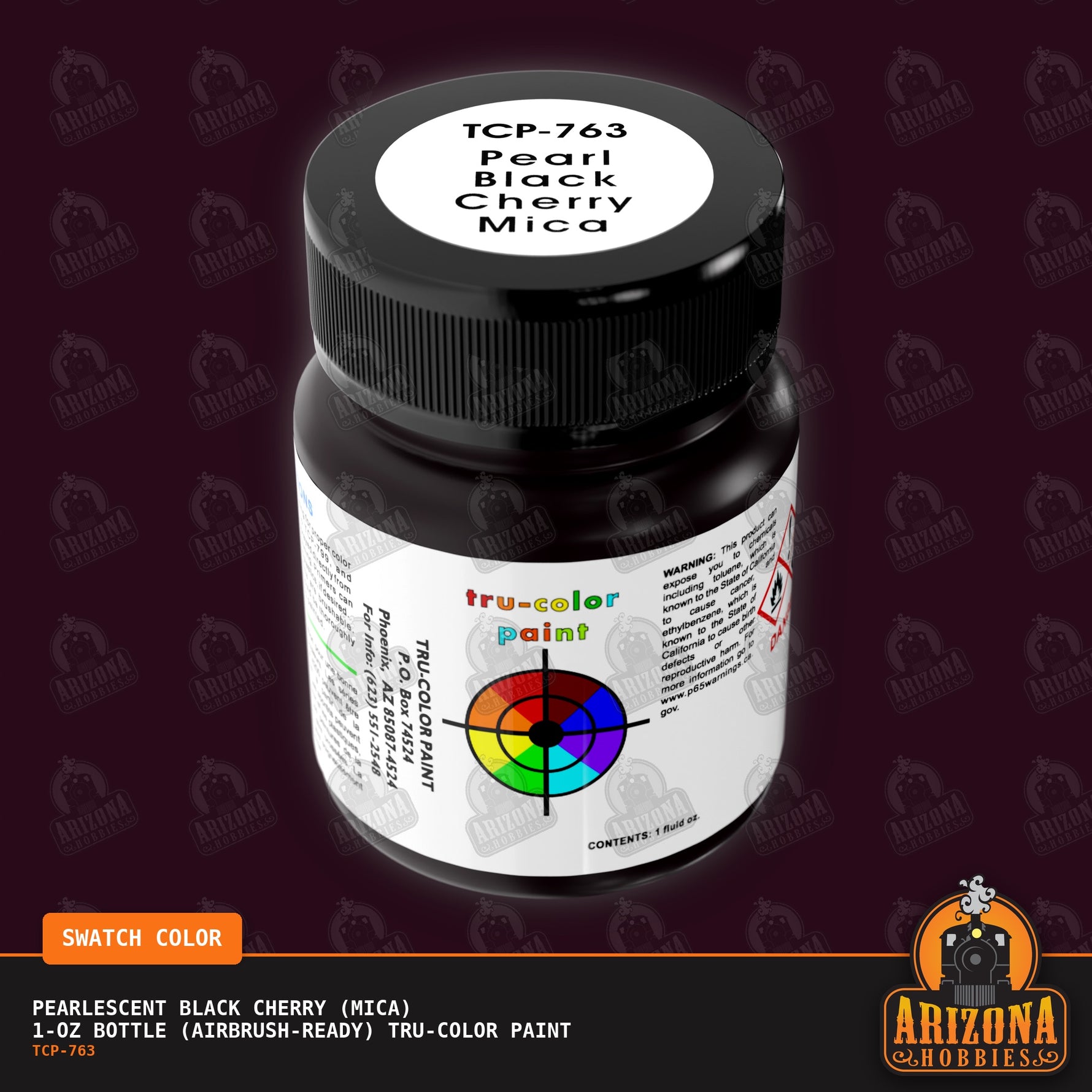 Pearlescent BLACK CHERRY (Mica) 1-oz bottle (Airbrush-ready) Tru-Color Paint