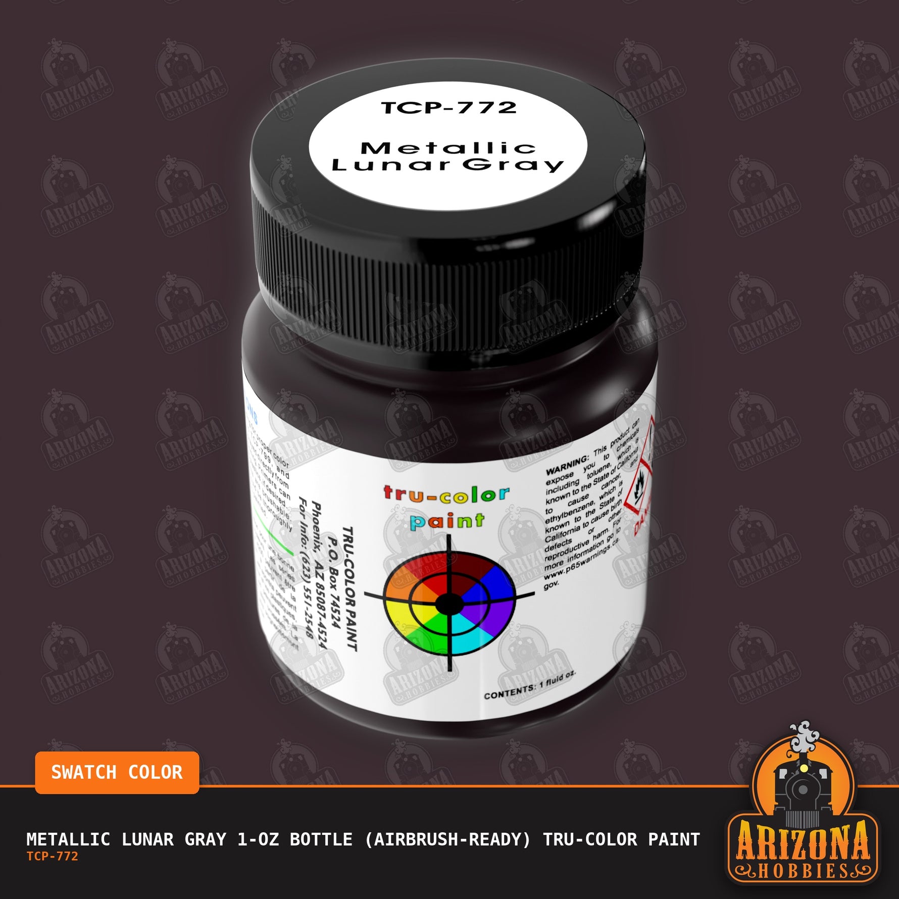 Metallic LUNAR GRAY 1-oz bottle (Airbrush-ready) Tru-Color Paint