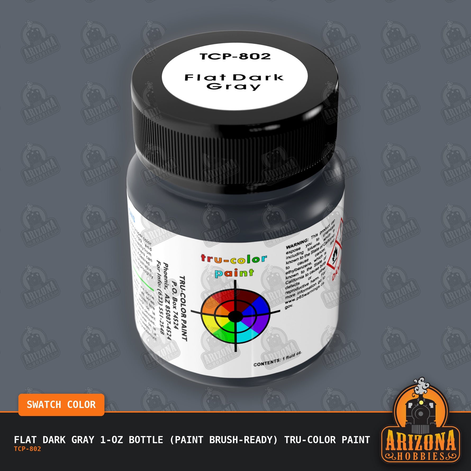 Flat DARK GRAY 1-oz bottle (Paint brush-ready) Tru-Color Paint