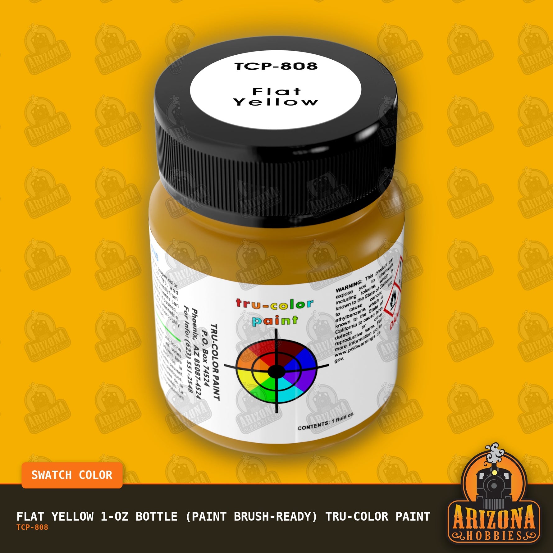 Flat YELLOW 1-oz bottle (Paint brush-ready) Tru-Color Paint