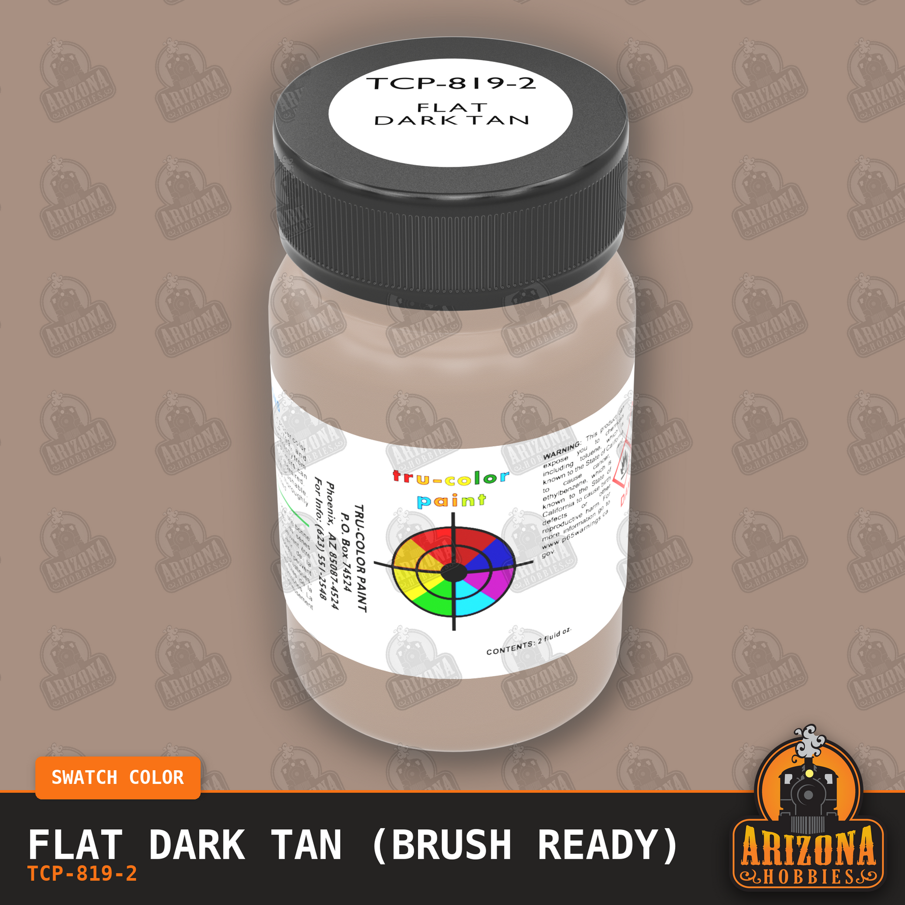 Flat DARK TAN 2-oz bottle (Brush-ready) Tru-Color Paint SPECIAL ORDER ONLY