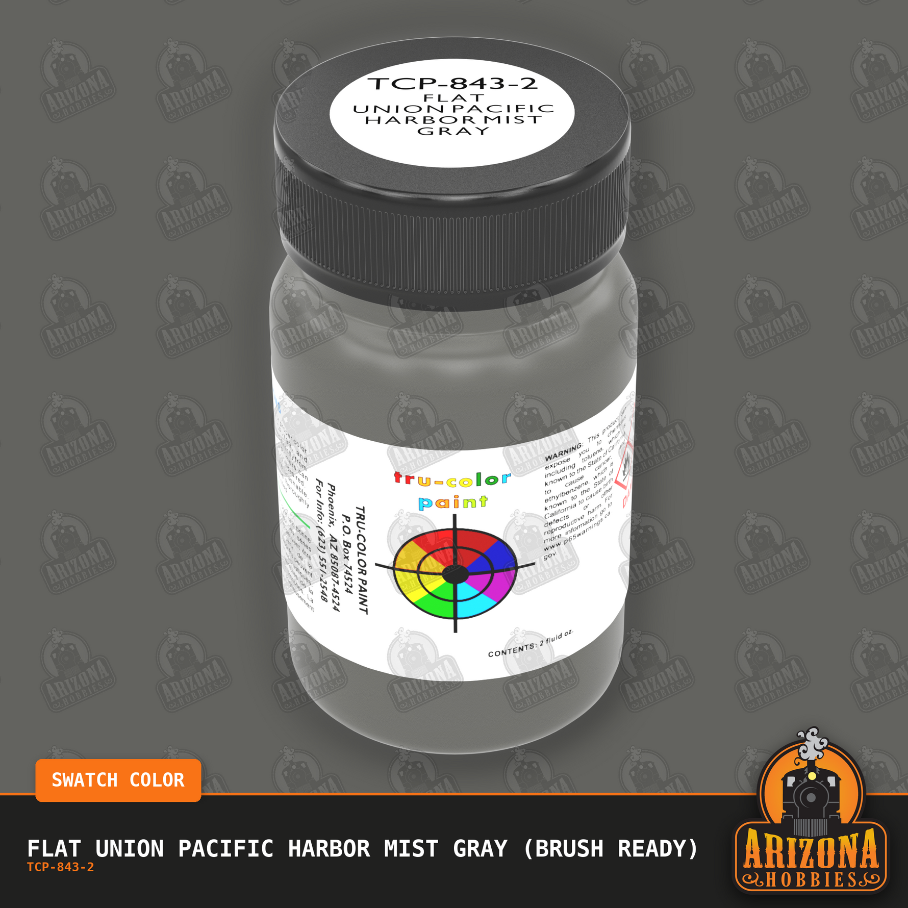 Flat Union Pacific HARBOR MIST GRAY 2-oz bottle (Brush-ready) Tru-Color Paint SPECIAL ORDER ONLY