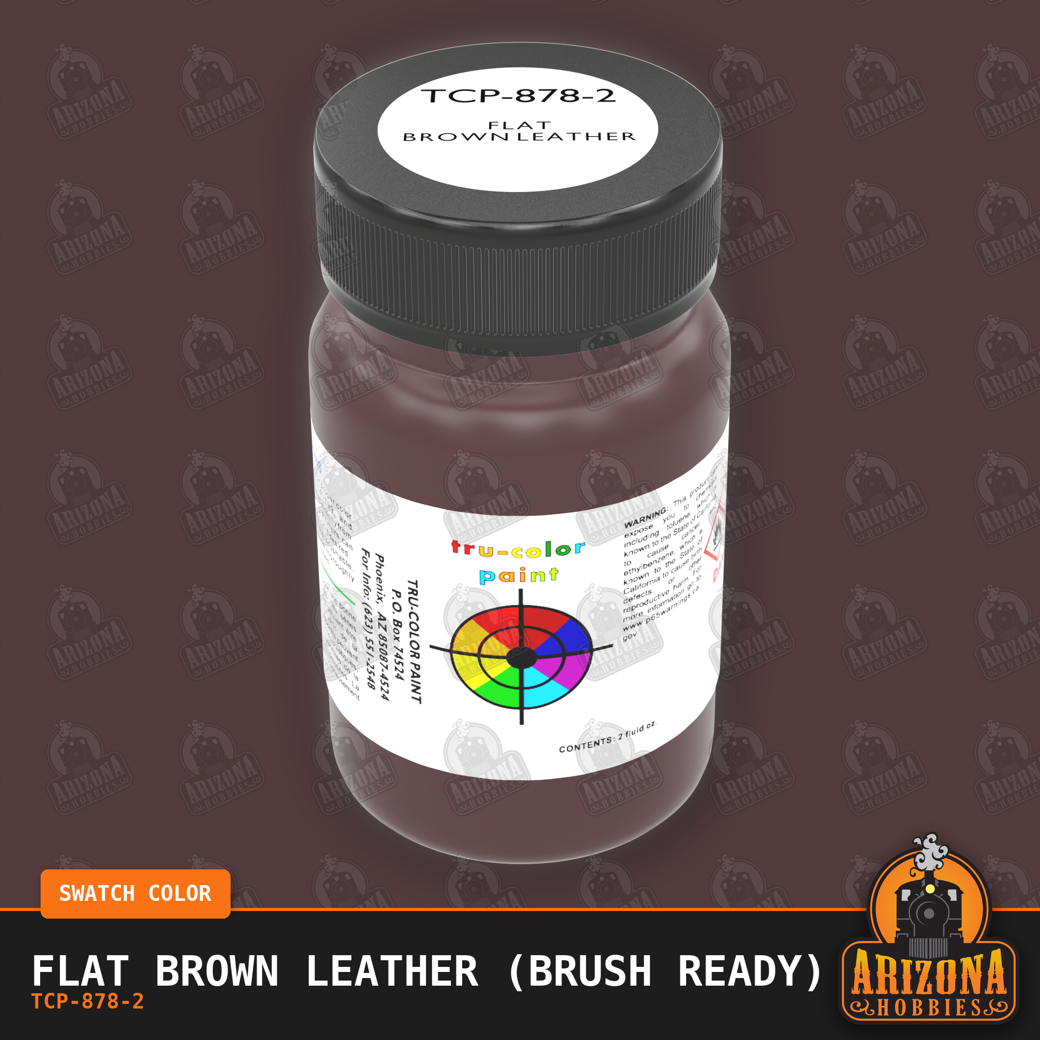 Flat BROWN LEATHER 2-oz bottle (Brush-ready) Tru-Color Paint SPECIAL ORDER ONLY