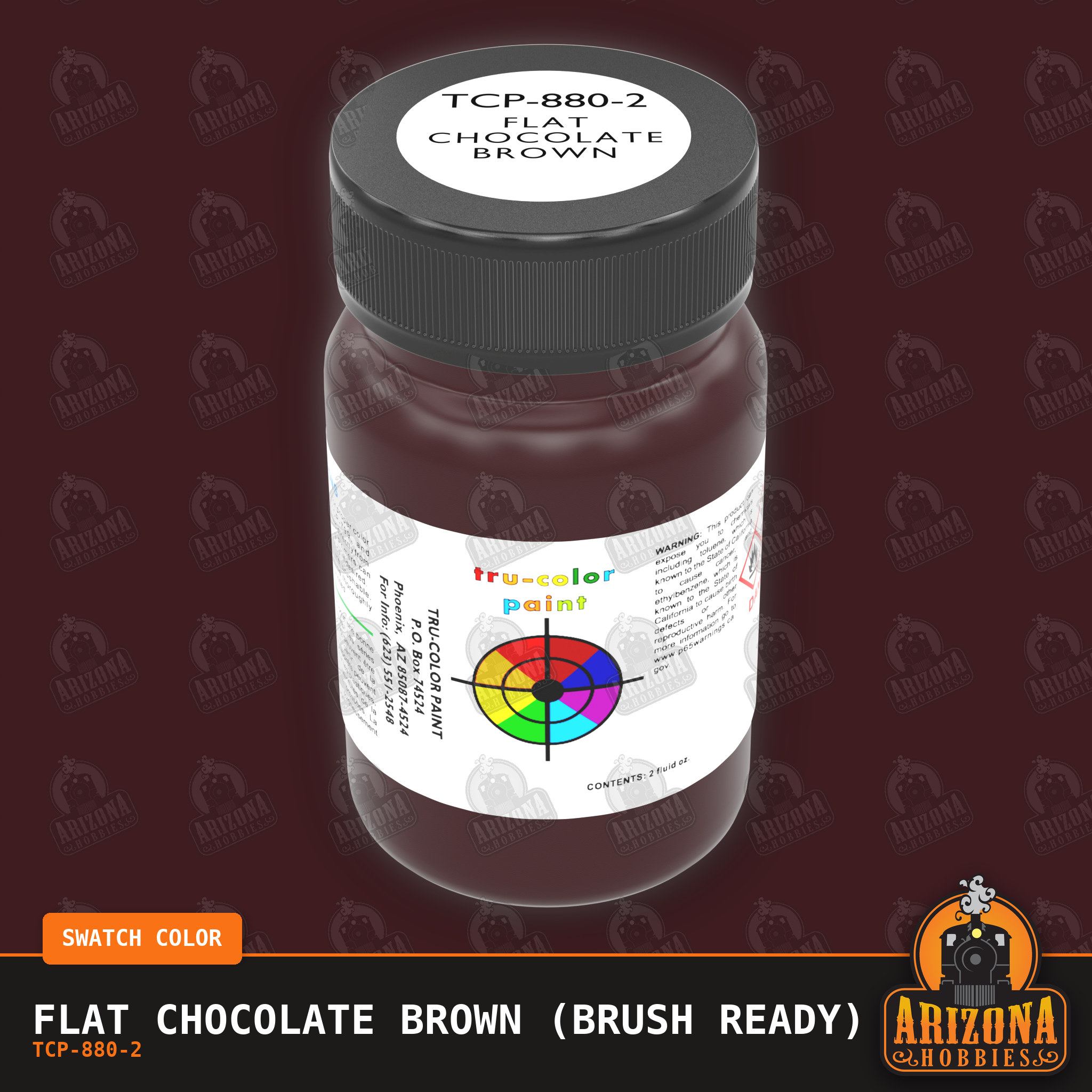 Flat CHOCOLATE BROWN 2-oz bottle (Brush-ready) Tru-Color Paint SPECIAL ORDER ONLY