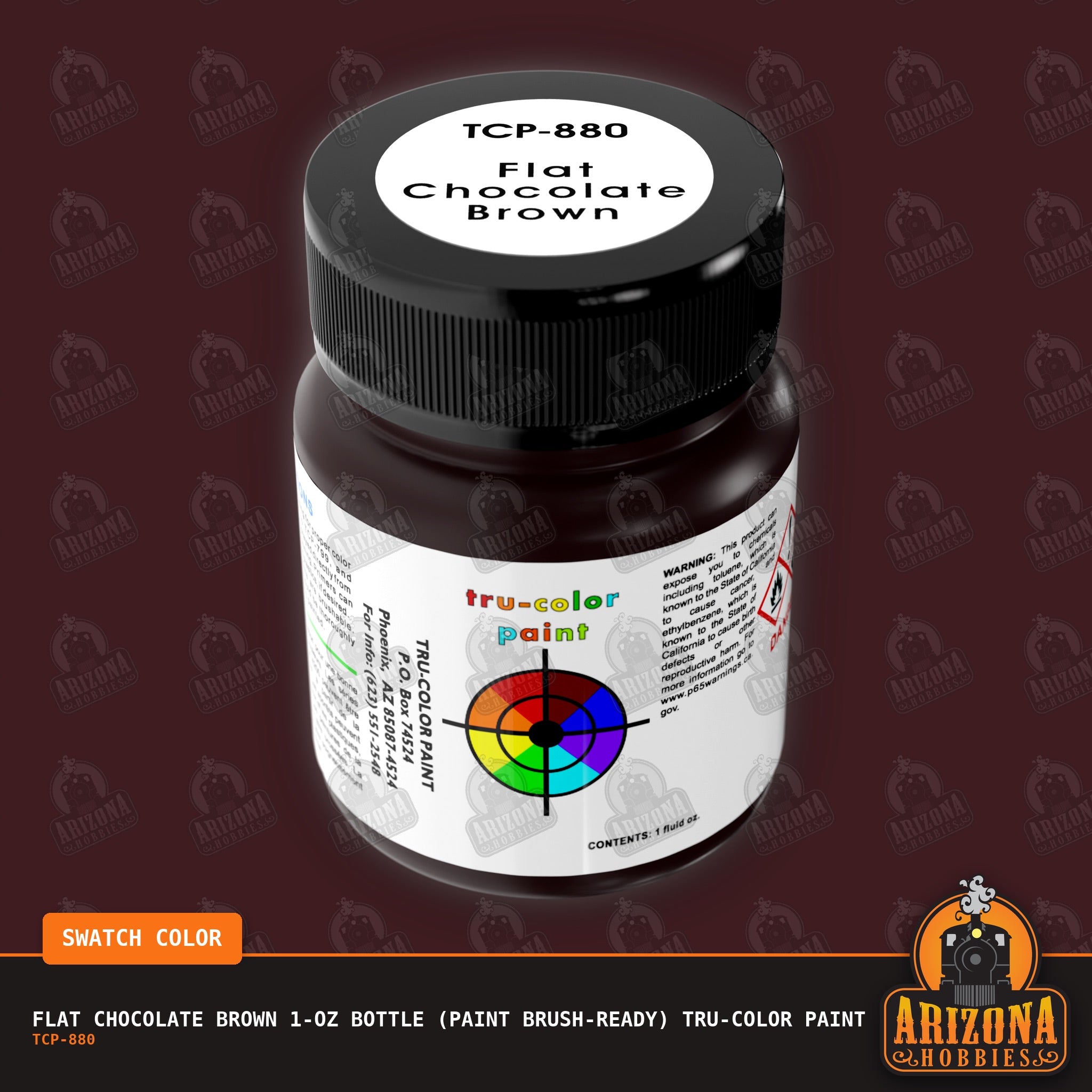 Flat CHOCOLATE BROWN 1-oz bottle (Brush-ready) Tru-Color Paint