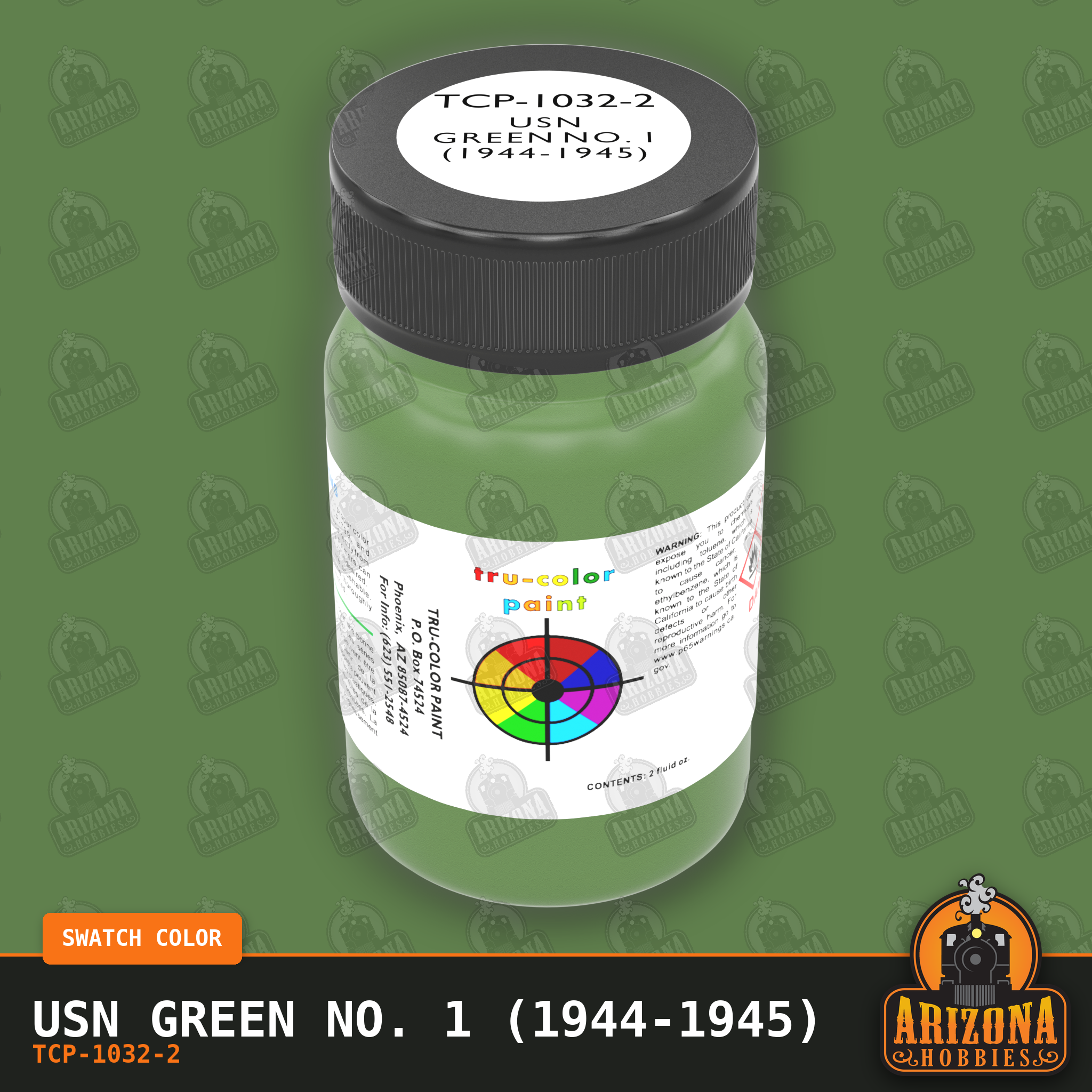 U.S. Navy GREEN No. 1 (1944-1945) 2-oz bottle (Air-brush) Tru-Color Paint SPECIAL ORDER ONLY