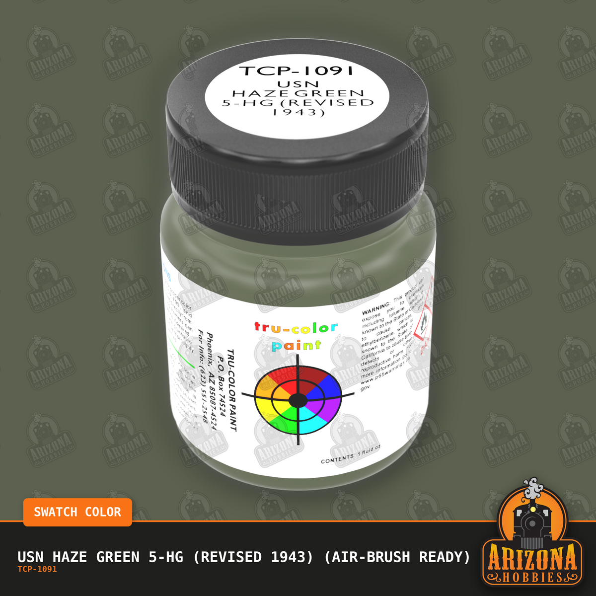 U.S. Navy HAZE GREEN 5-HG (revised 1943) 1-oz bottle (Air-brush) Tru-Color Paint